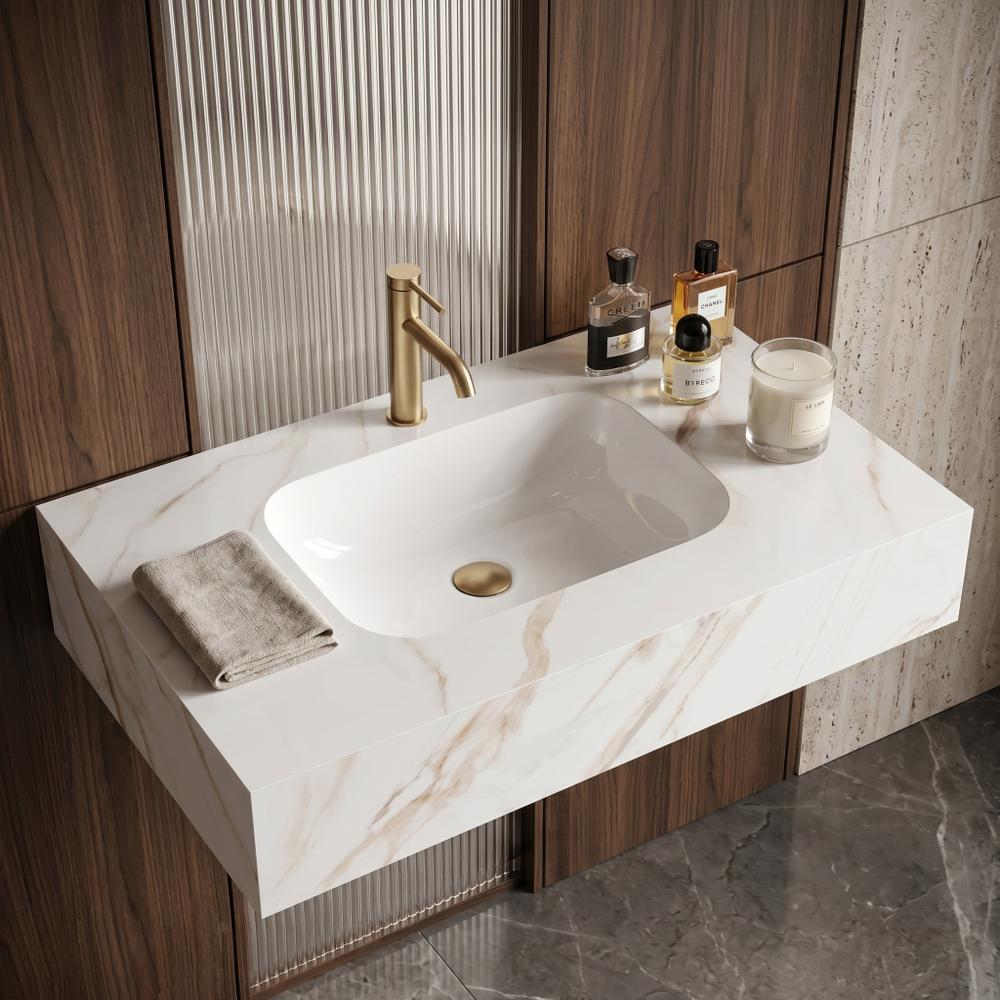 Umywalka ścienna Rea Aresa Grey Gold 80