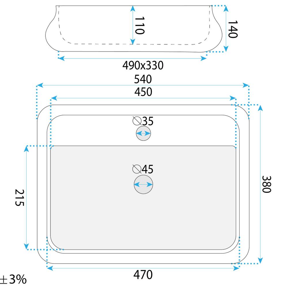 Νιπτήρας Rea Castel 54 x 38 x 14 εκ.