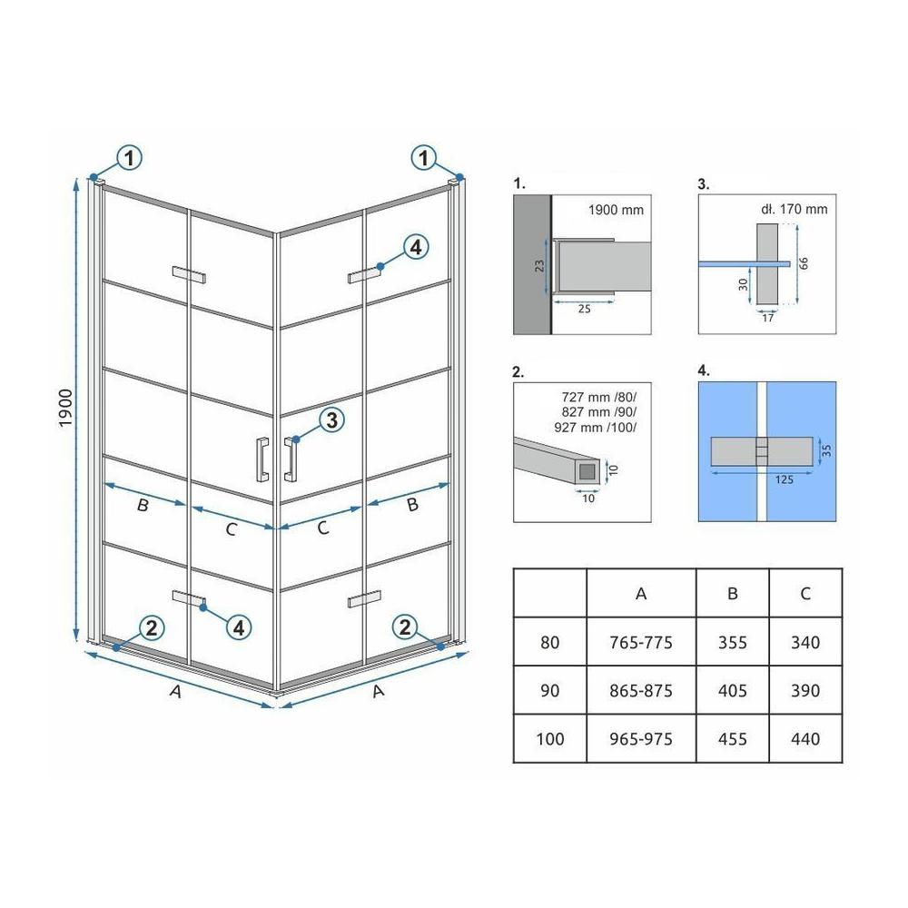 Cabina doccia Rea Molier Black Double 80x100