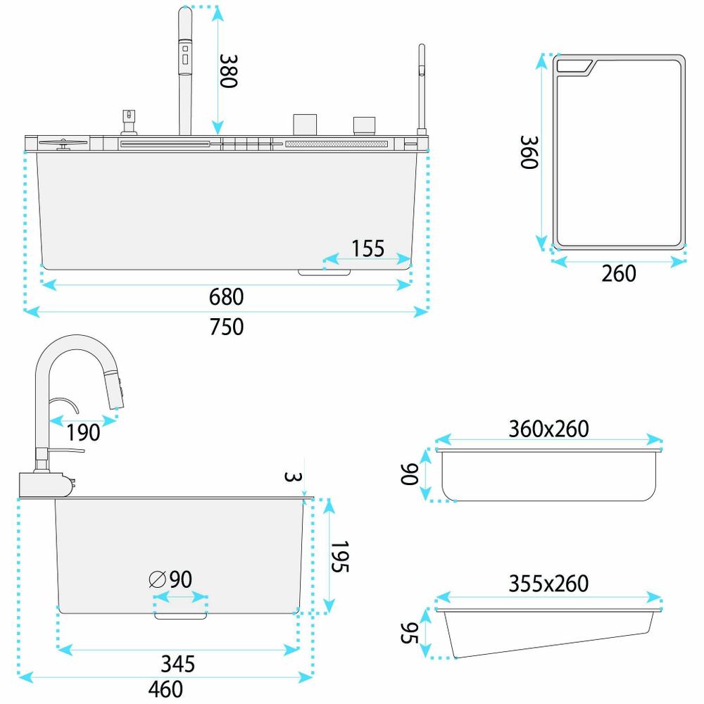 Wielofunkcyjny zlewozmywak stalowy 10w1 REA Alonzo Nikiel Szczotkowany