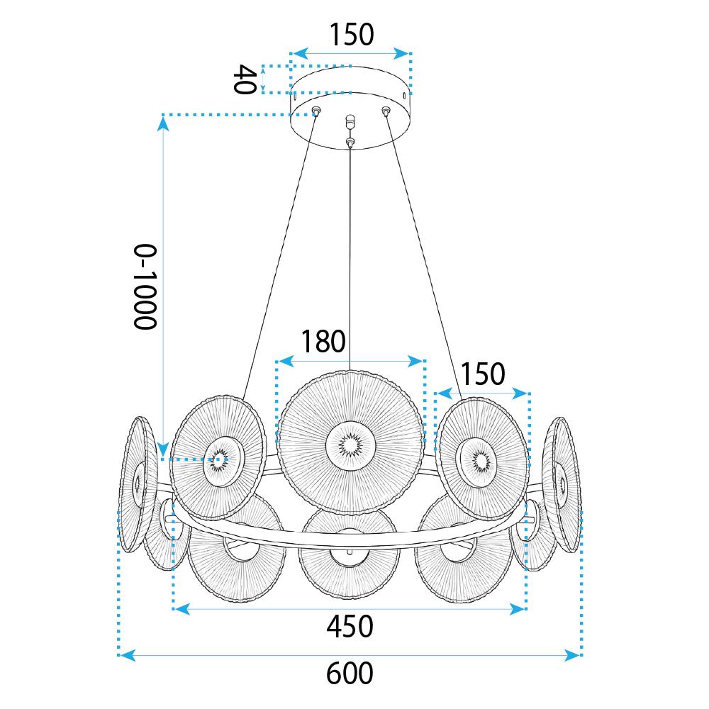 LAMPA SUFITOWA WISZĄCA SWE071-CP 60cm ZŁOTA