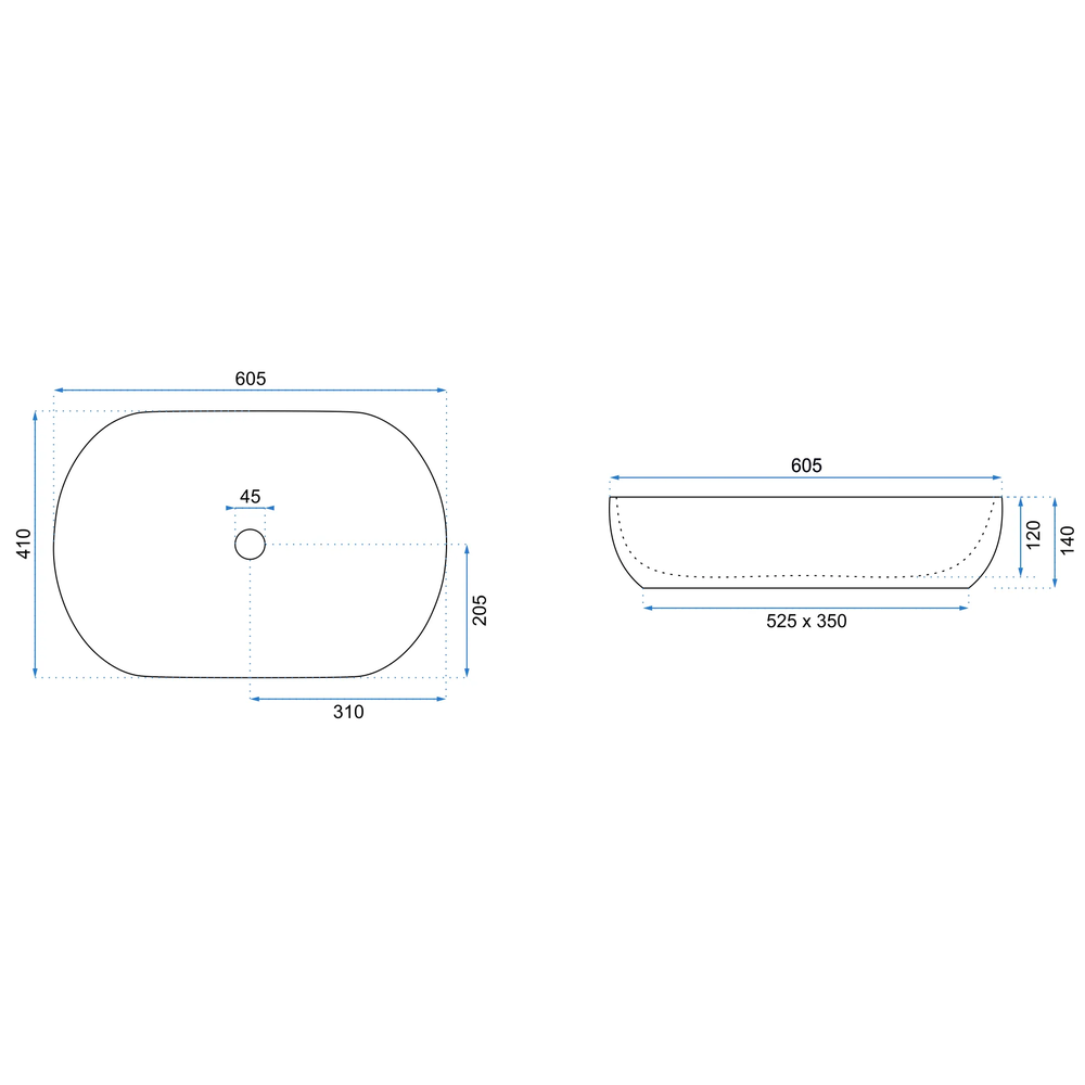 Rea CLEO Must tööpinna pesukauss Rea CLEO Black