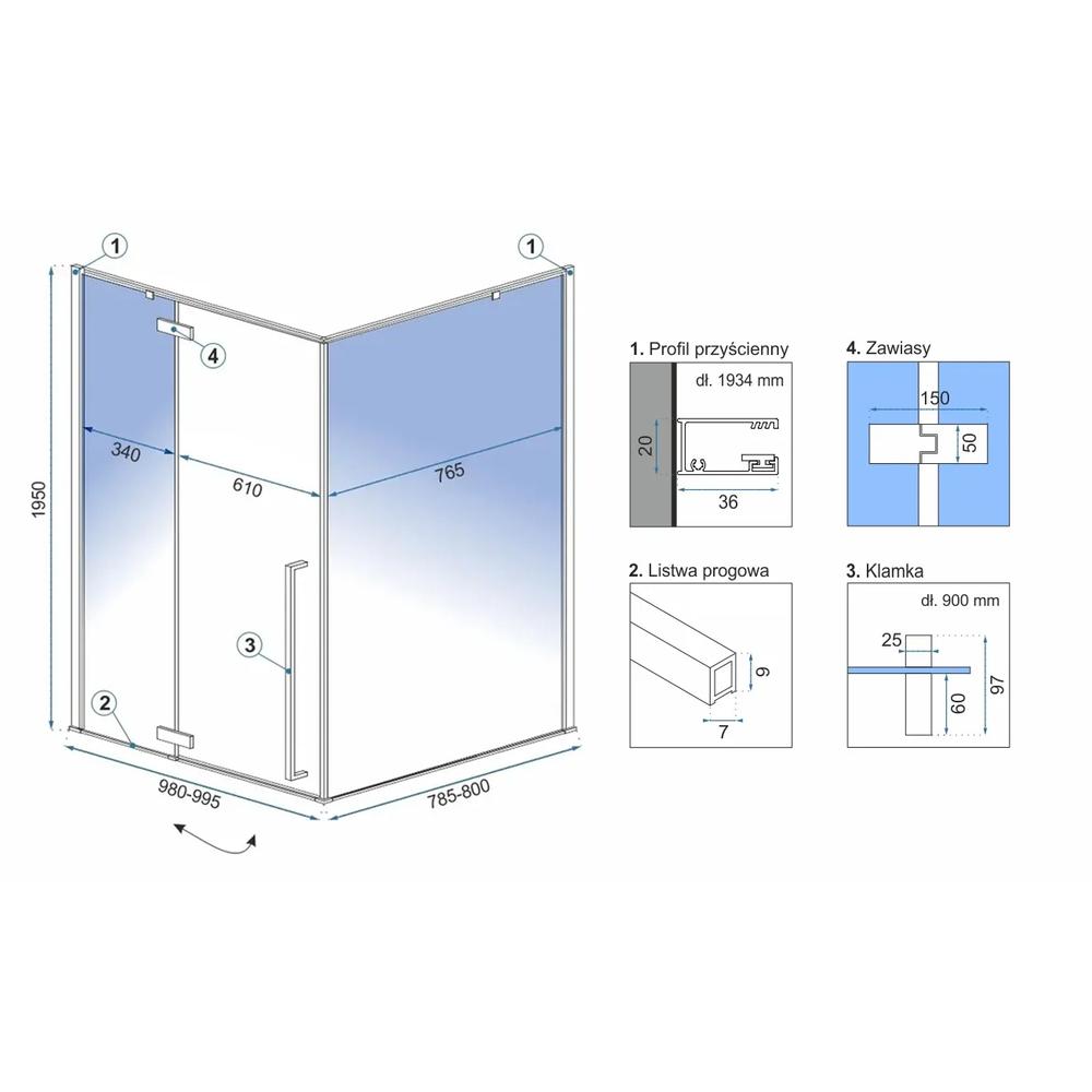 Cabina doccia Fargo 100x80 Gold