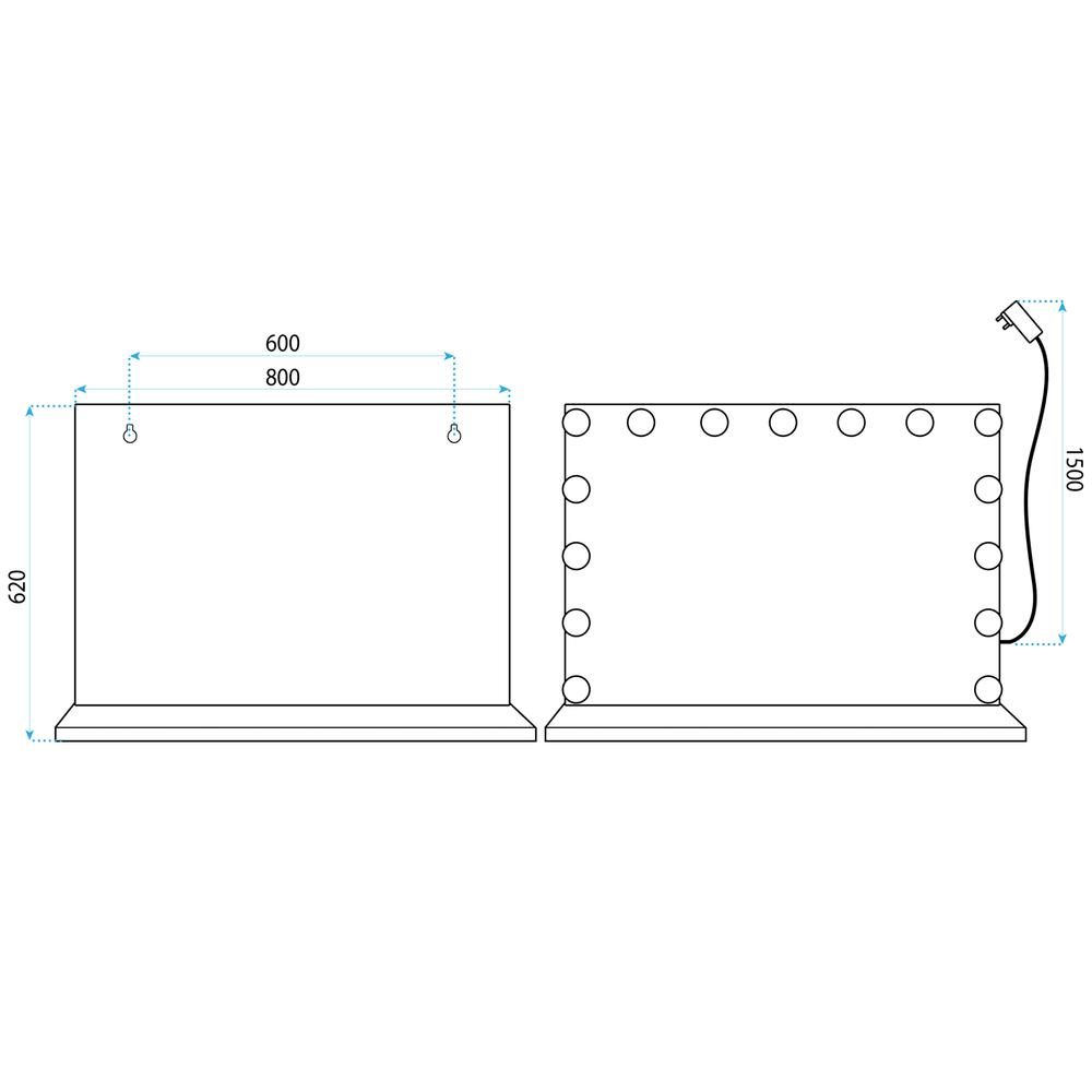 Lustro LED Hollywood Białe 80x60