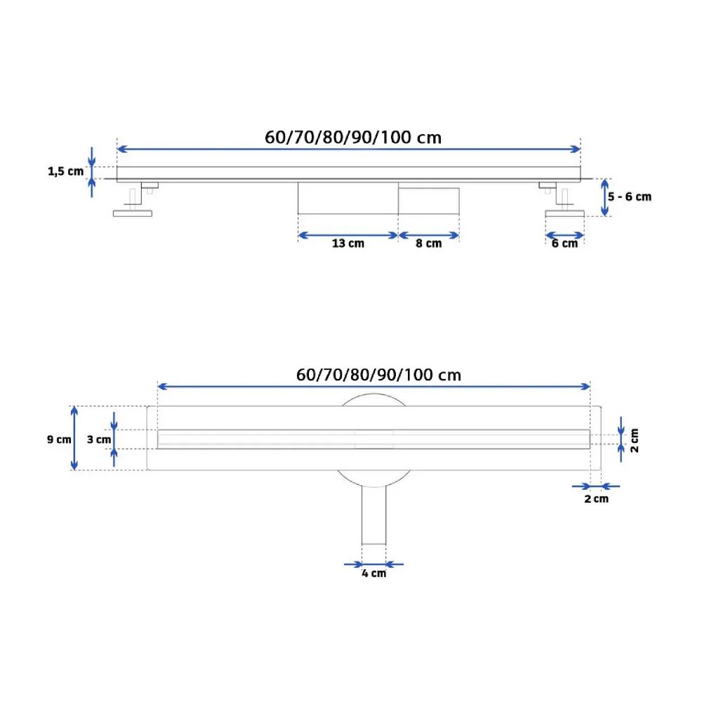 Linear drainage Rea Neo Slim Mirror Gold Pro 100