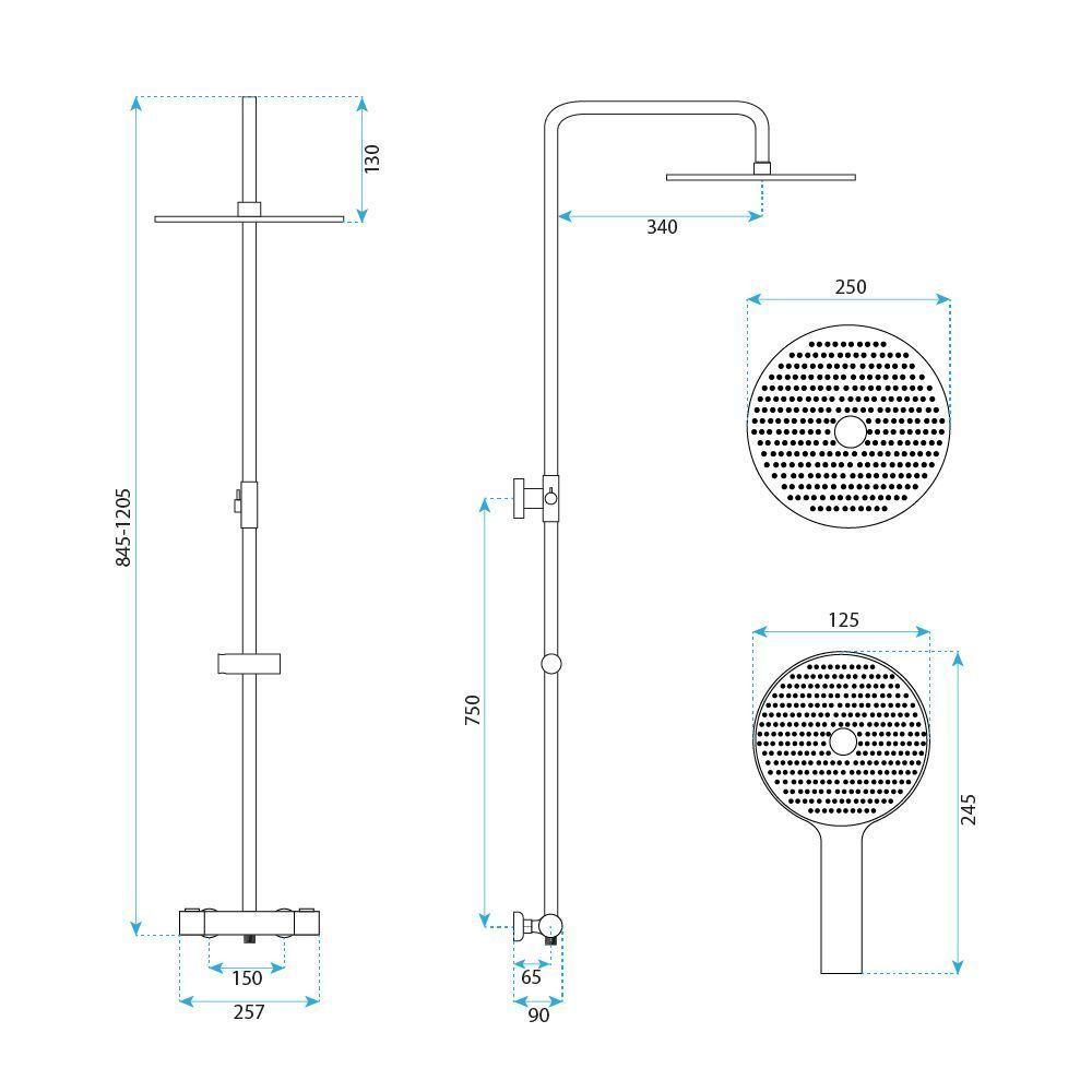 Suihkusarja ilman juoksuputkea termostaatilla Rea Lungo Chrome