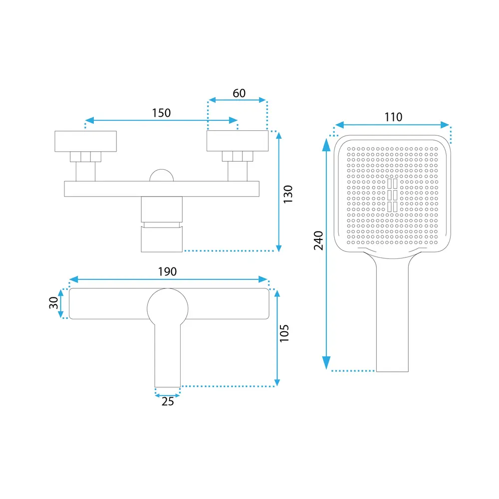 Baterie de duș REA ARGUS GOLD BRUSH