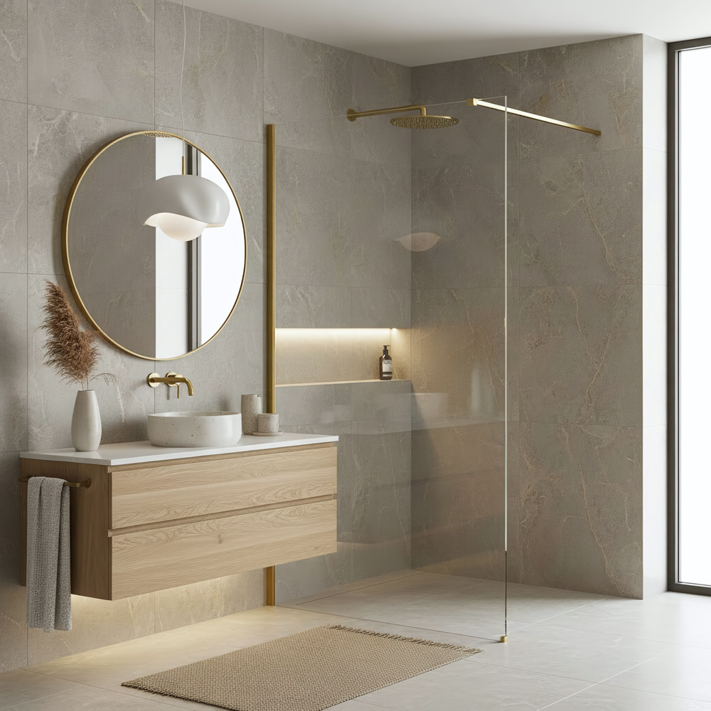 Kabina prysznicowa Walk-In Rea Flexi Transparent / Brush Gold 130