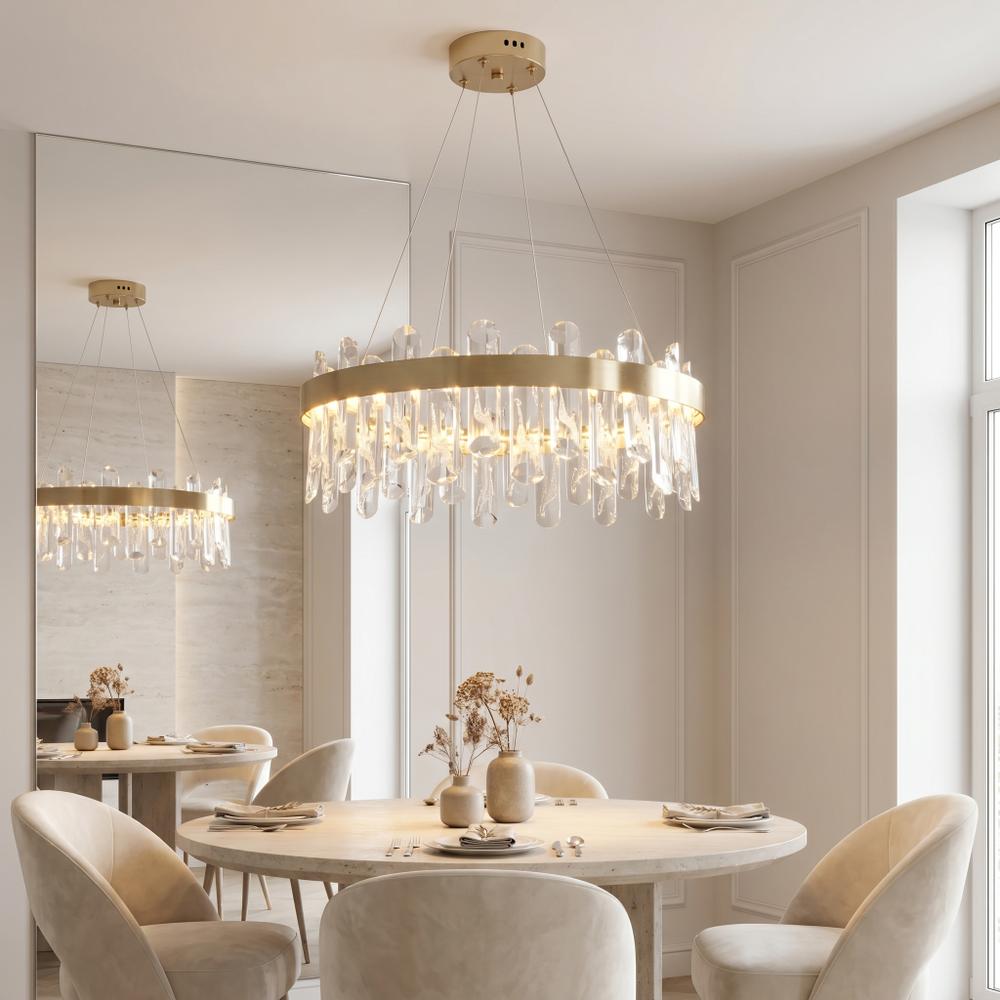 LED кристална висяща лампа SWE074-1CP 50см Brushed Gold