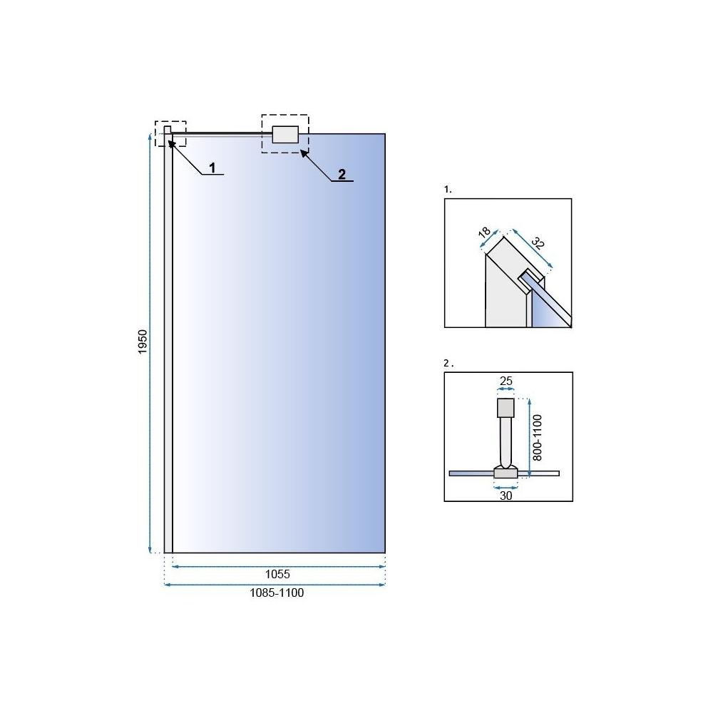 Rea Aero N 110 Läpinäkyvä suihkuseinä