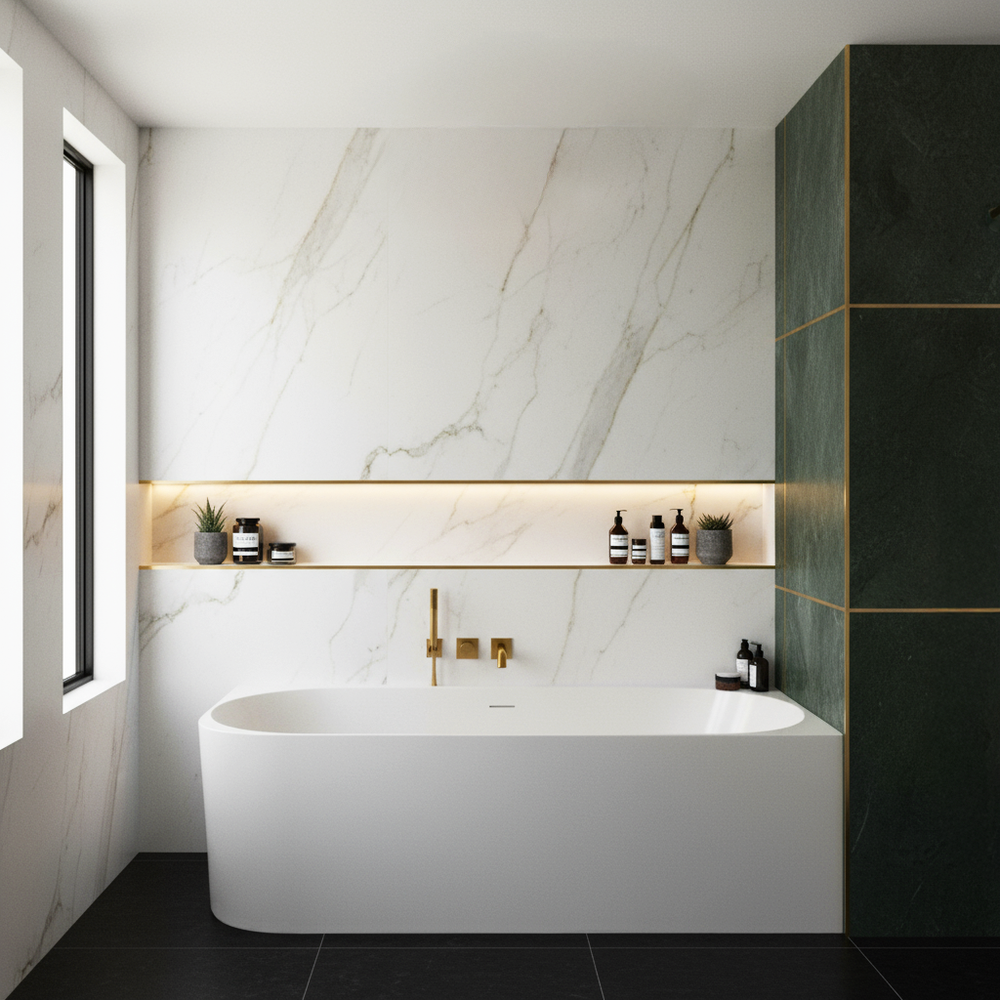 Kulma-akryylikylpyamme Bellanto Slim 170 Oikea