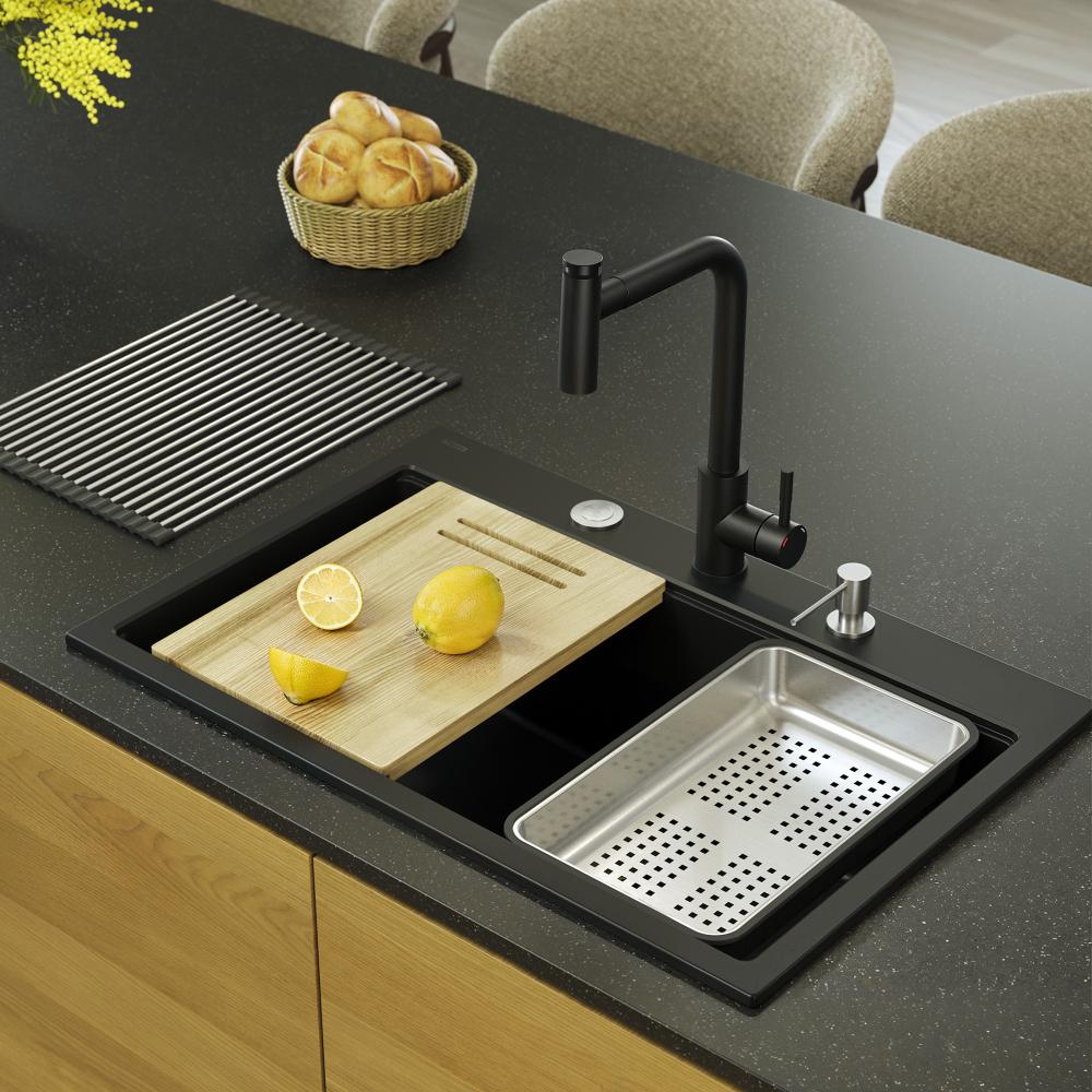 Granite sink MARC 110 WORKSTATION Black