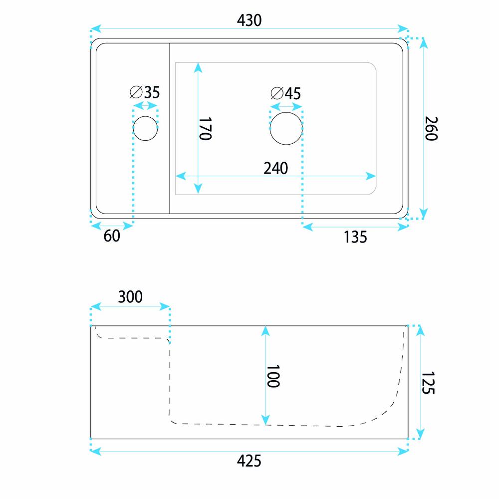 Meuble de salle de bain avec vasque REA Astra 43cm