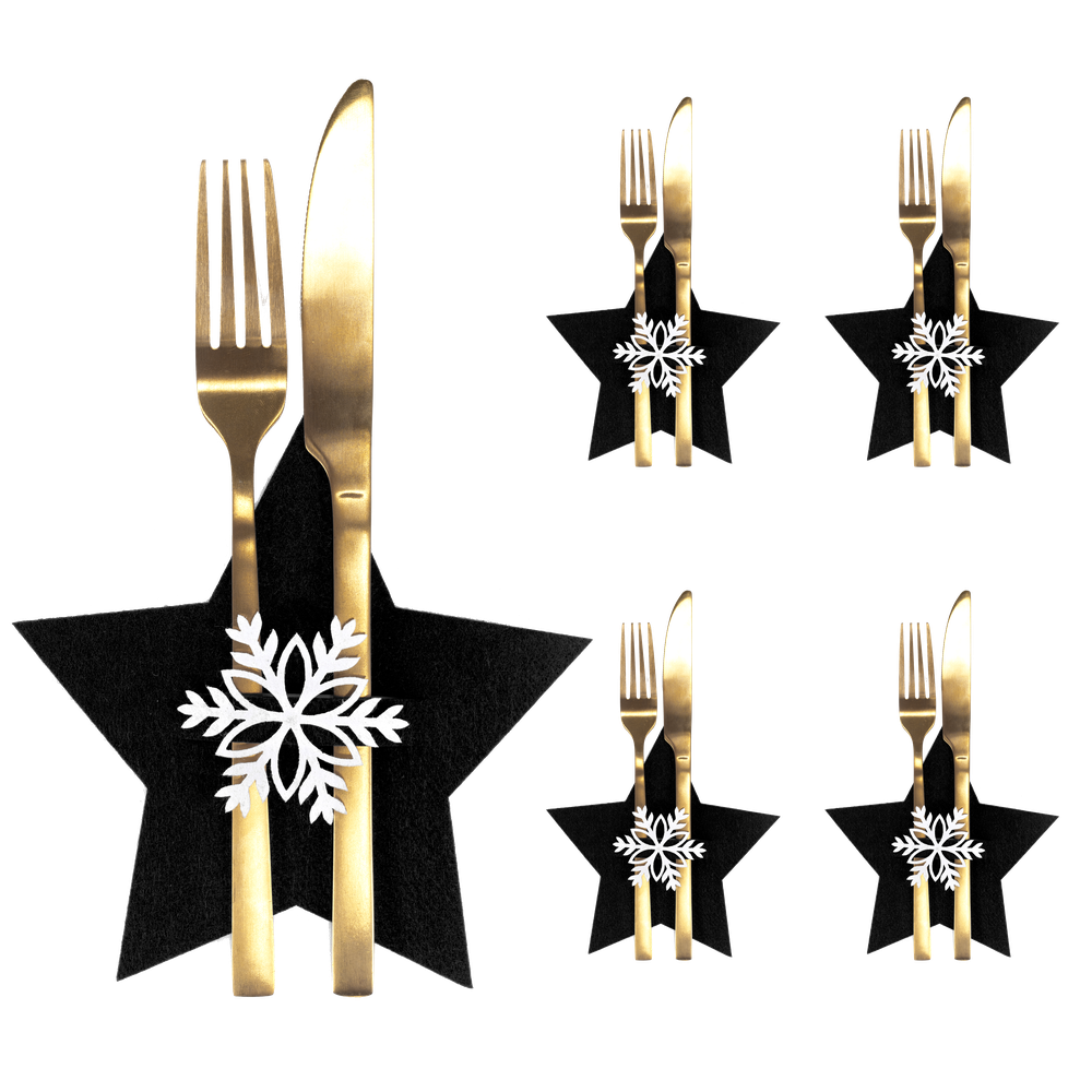 Pokrowiec na sztućce Świąteczny 4 szt. Gwiazda Czarna