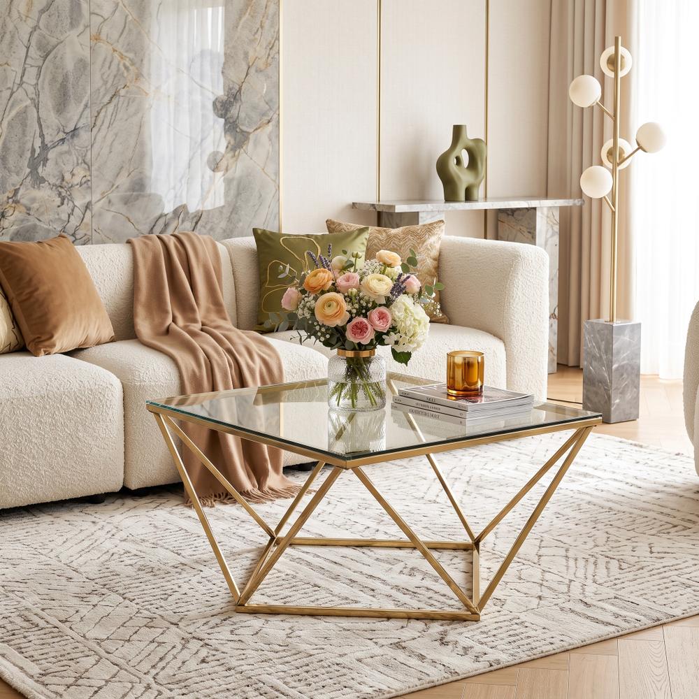 Stolik kawowy szklany Glamour Gold CS-14G