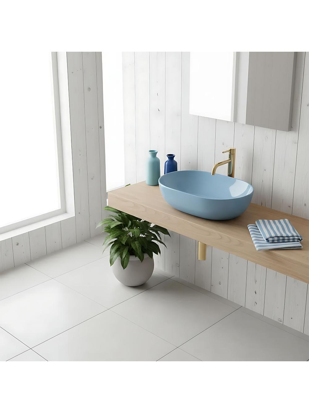 Umywalka nablatowa Rea LISA L.BLUE SHINY