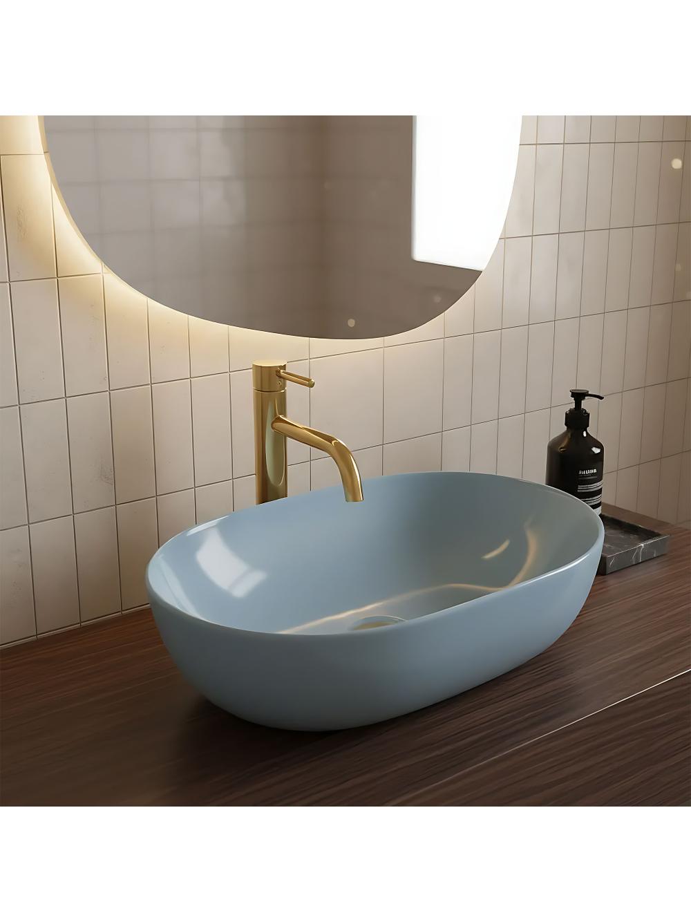 Umywalka nablatowa Rea LISA L.BLUE SHINY
