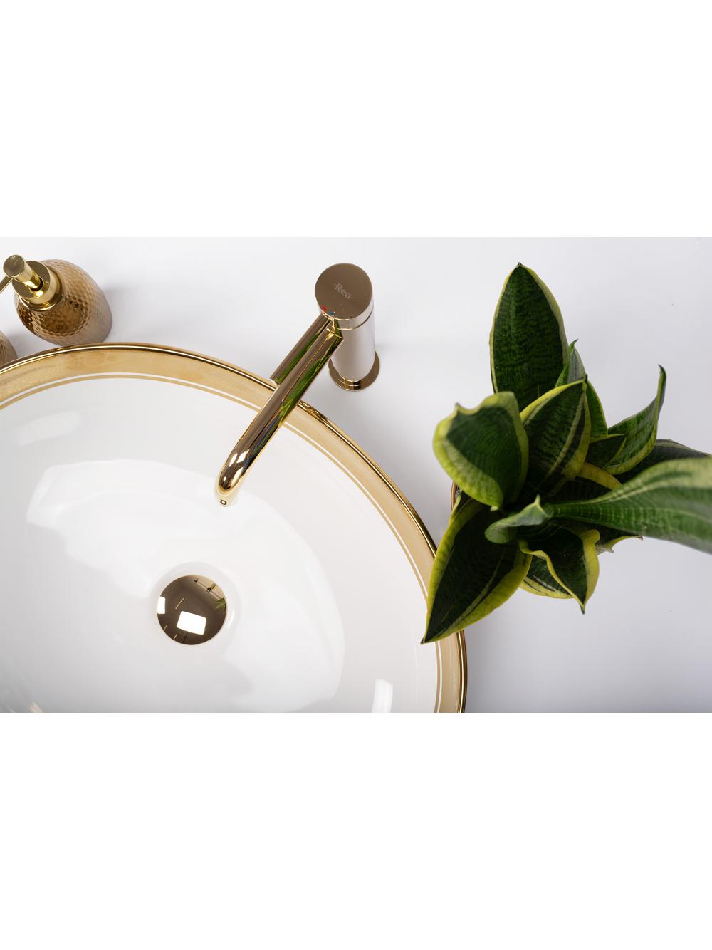 Umywalka Nablatowa Rea Margot White/Gold