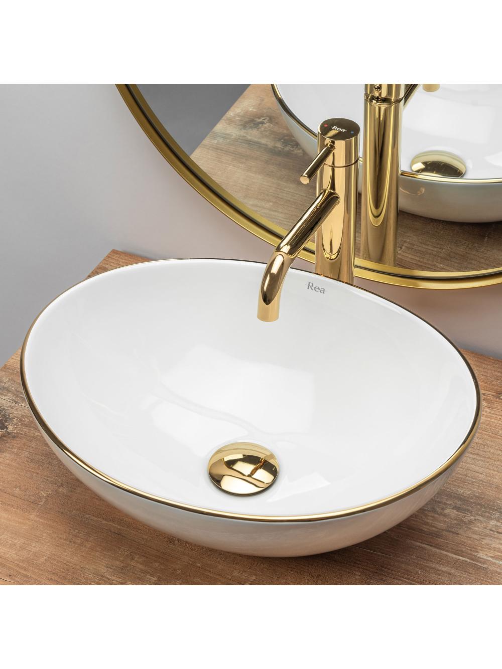 Umywalka nablatowa Rea Sofia Gold Edge