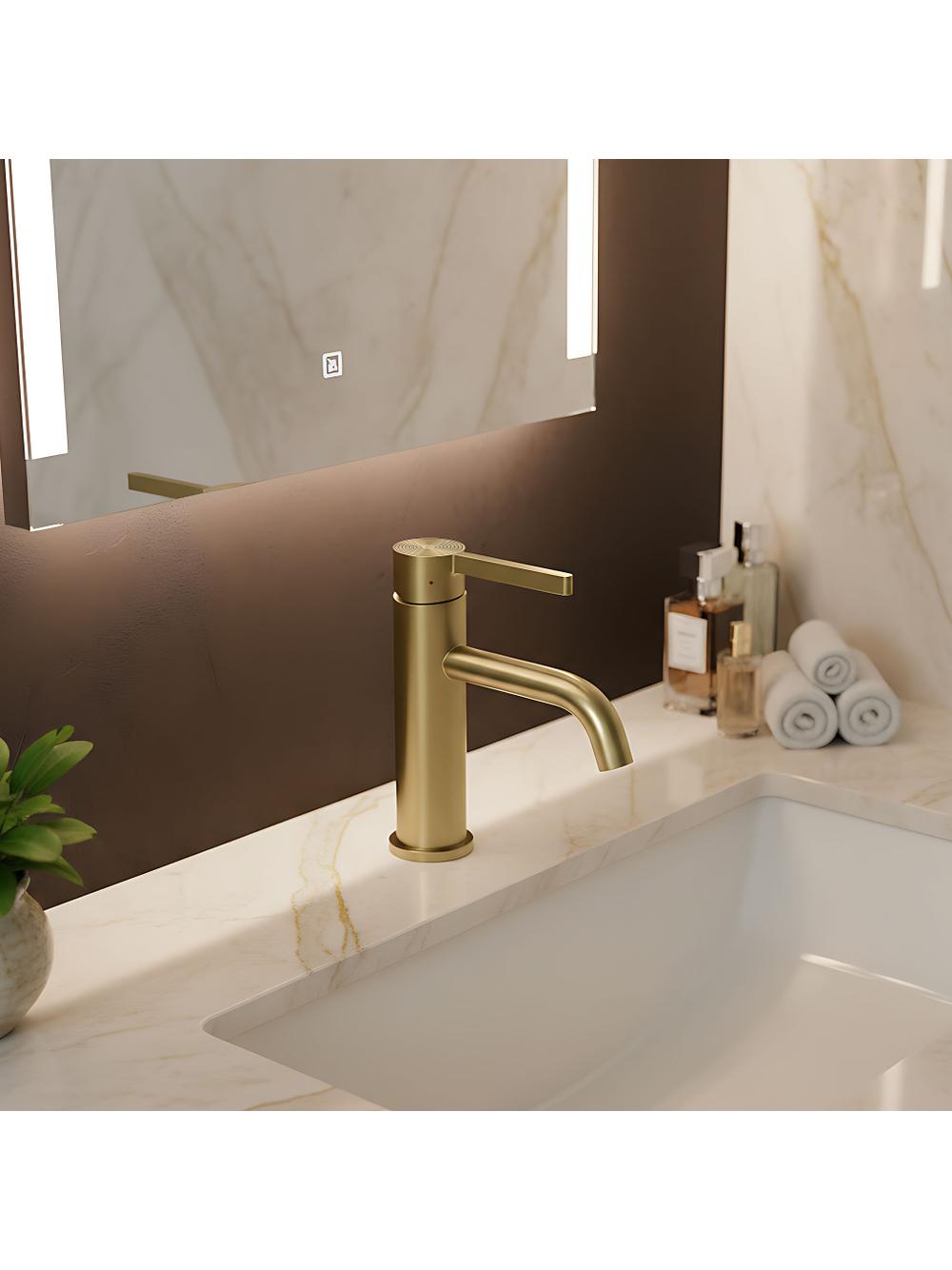 Bateria Umywalkowa Rea Foster Złoty Szczotkowany Niska