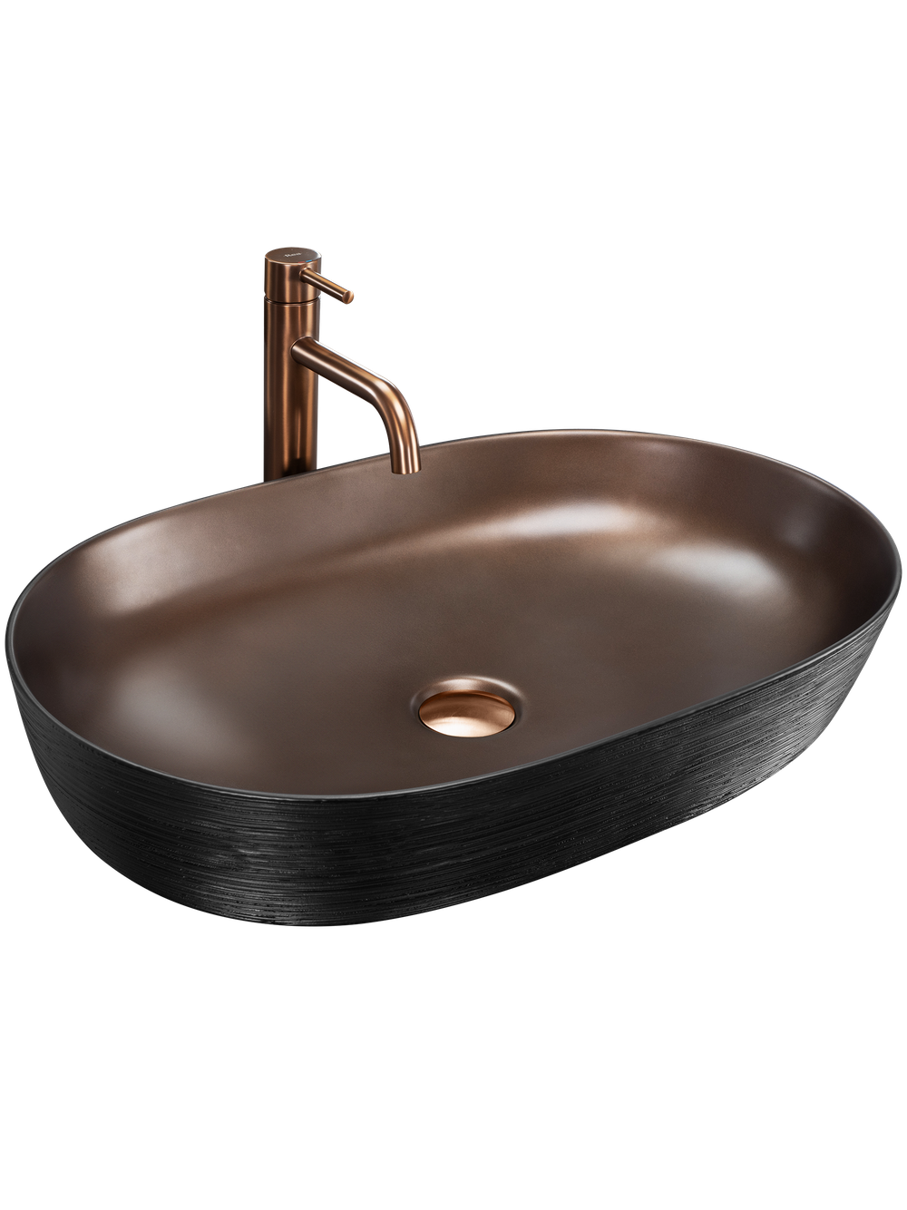 Umywalka nablatowa Rea Cleo 61 Copper Brush / Black