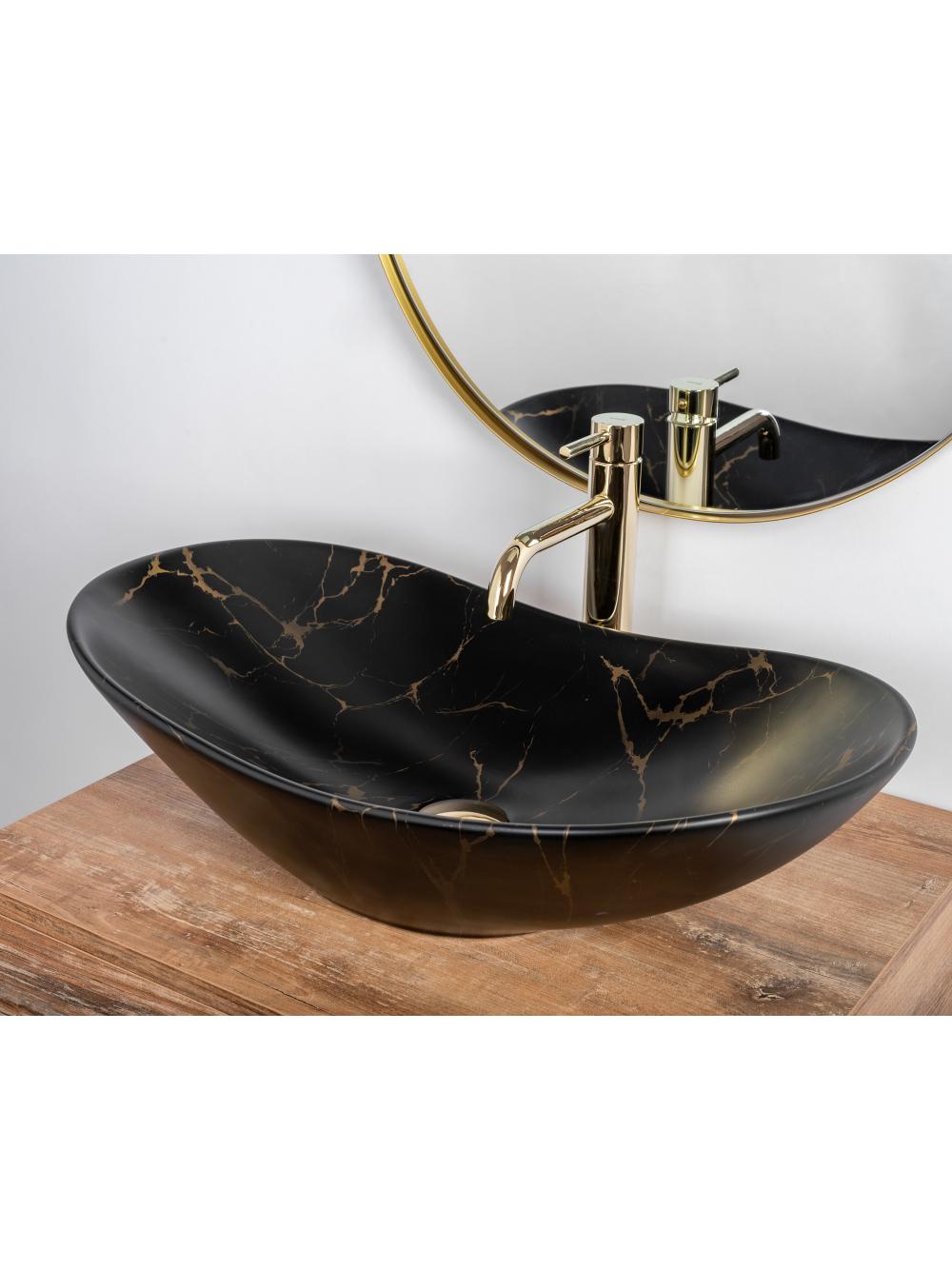 Umywalka nablatowa Rea Royal Black Marble Matt