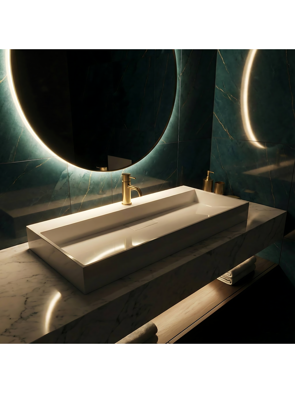 Умывальник конгломератный на столешницу GOYA 100CM