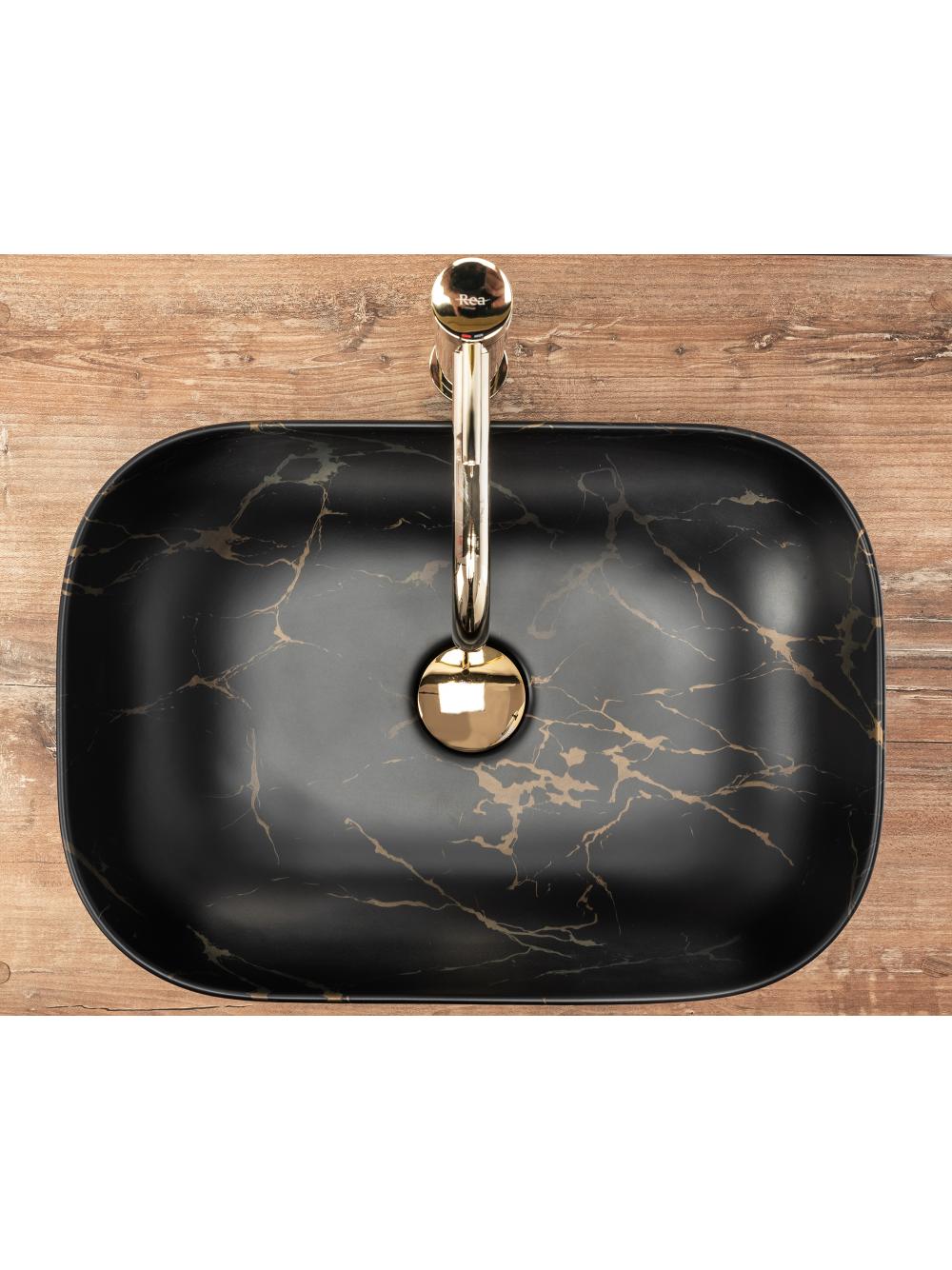 Umywalka nablatowa Rea Belinda Black Marble Mat