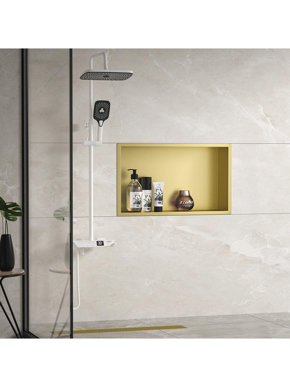 bathroom shelf 30x45 gold brush