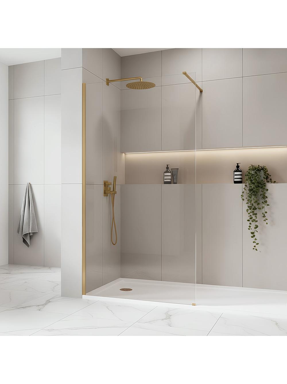 Kabina prysznicowa Walk-In Rea Flexi Transparent / Brush Gold 80