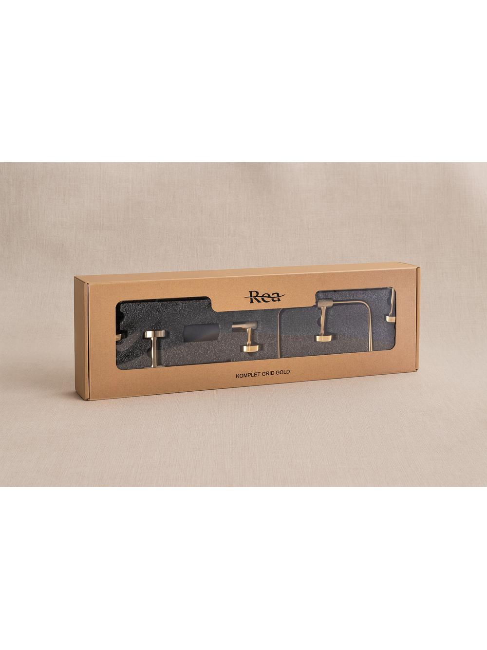 Bathroom Accessories Set GRID Gold 4 Pieces