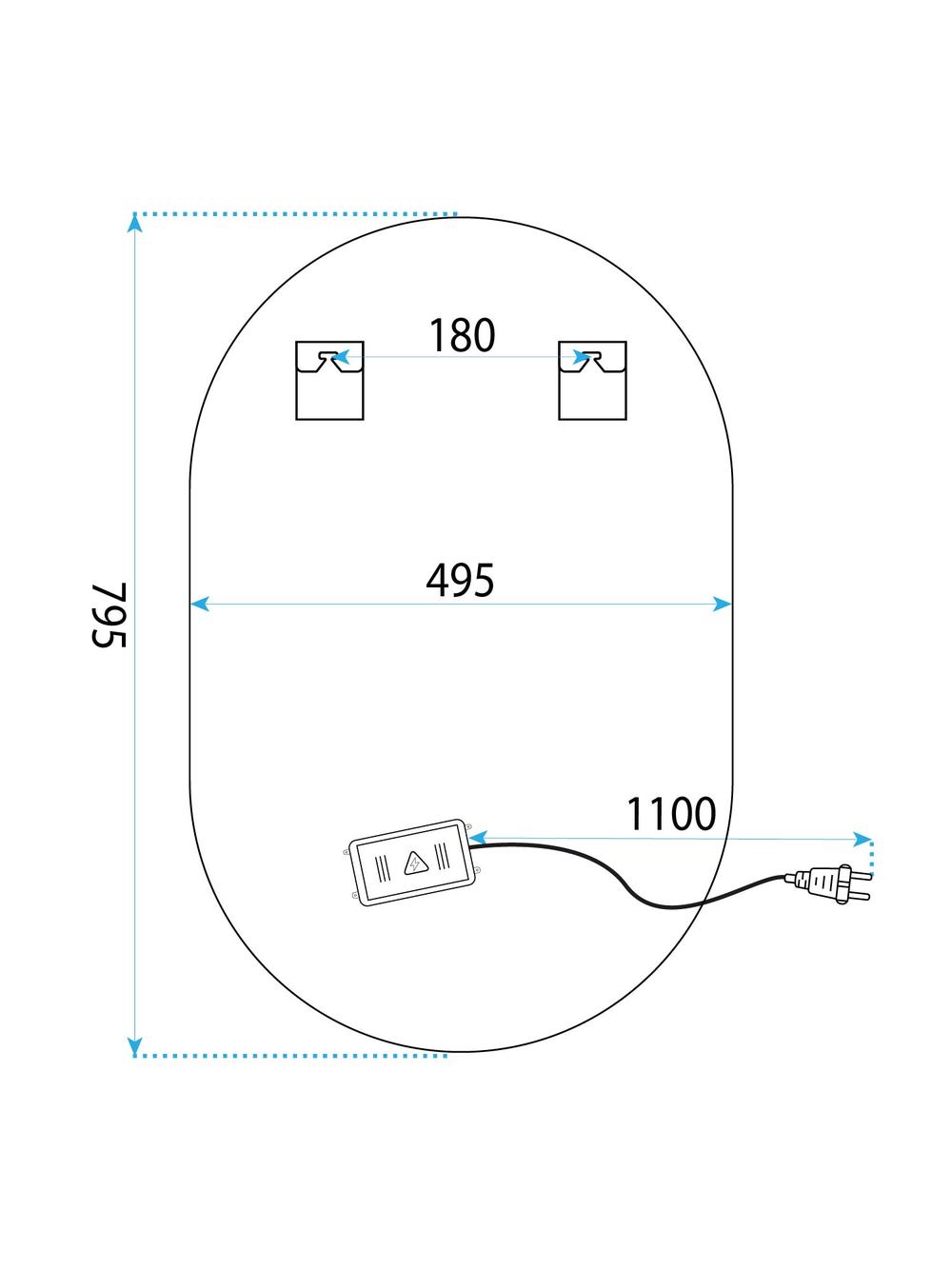 LUSTRO ŚCIENNE LED 50x80cm S027