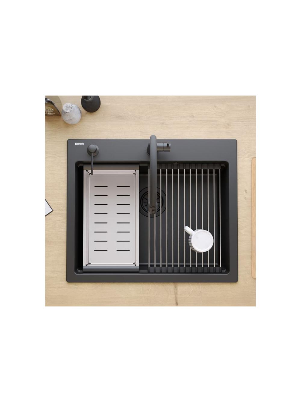 Zlewozmywak granitowy KURT 110 WORKSTATION Czarny