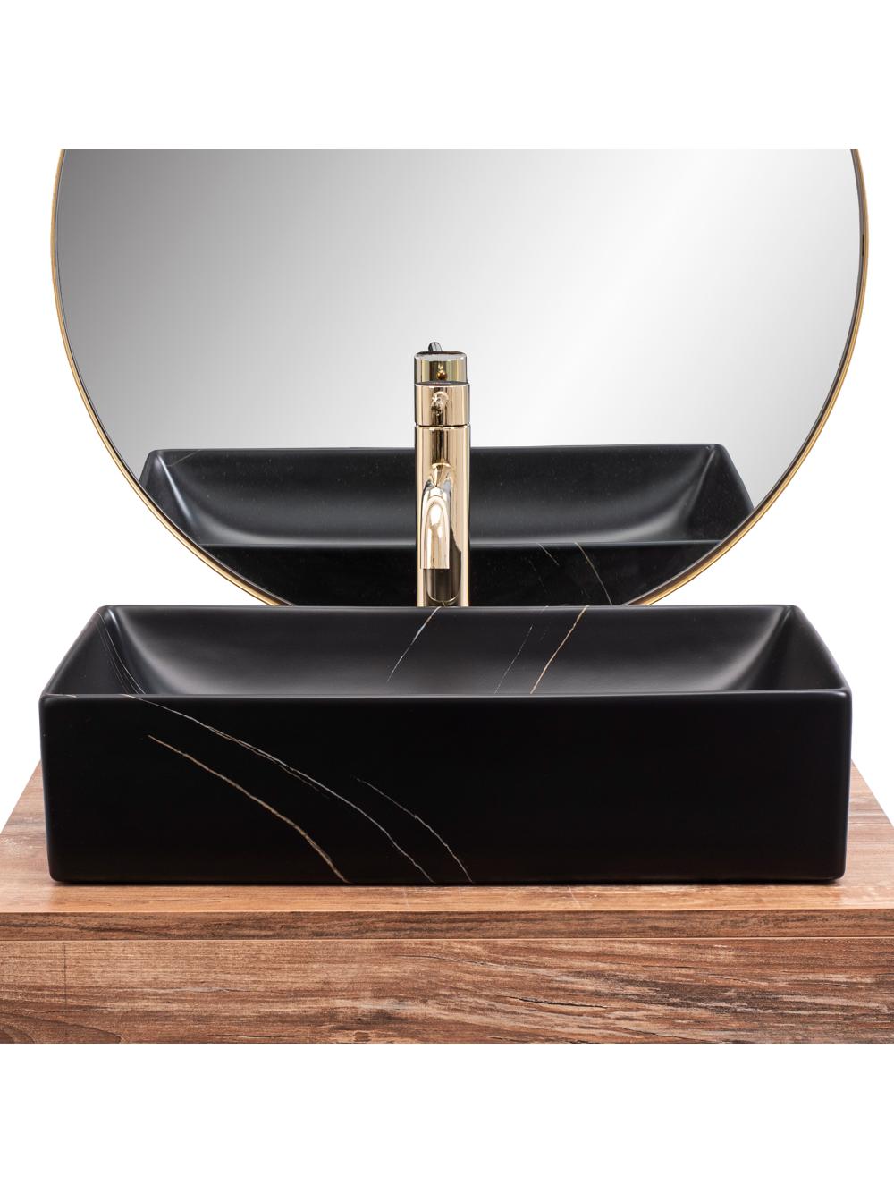 Umywalka nablatowa REA Inga Black Marble Mat