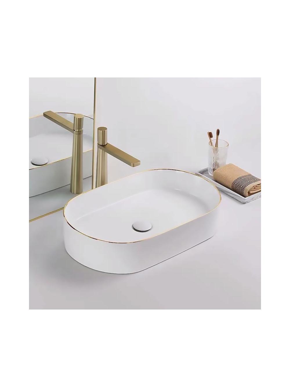Νιπτήρας πάγκου Rea Nadia White Gold Edge 61 x 38.5 x 12 cm
