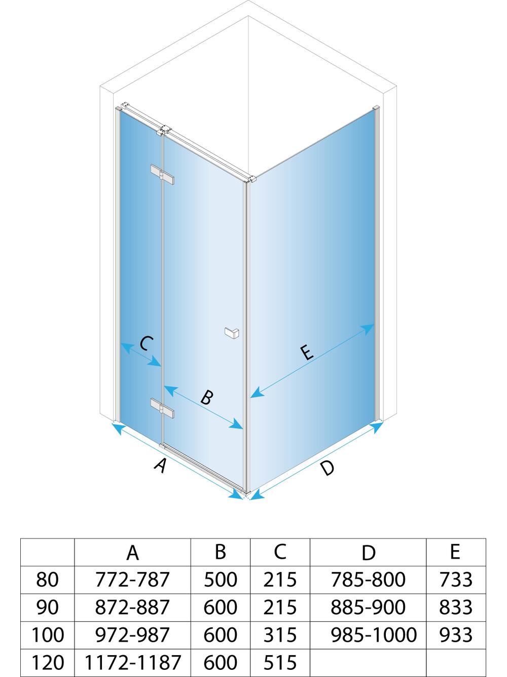 Shower enclosure Rea Atlas 120x100 Chrome