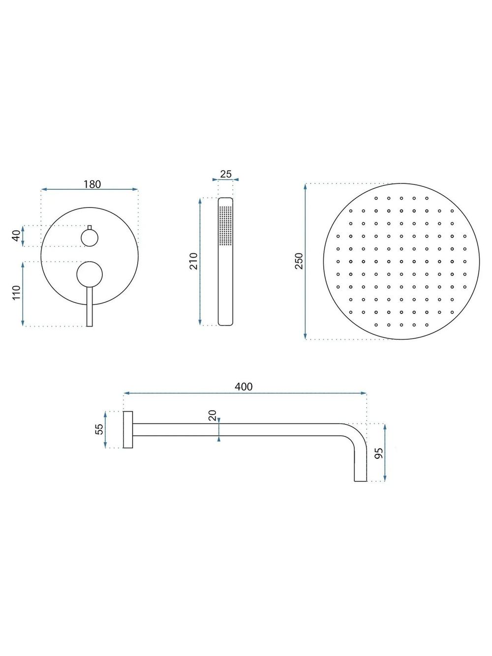 Shower system  Rea Foss Clif Brush Gold + BOX