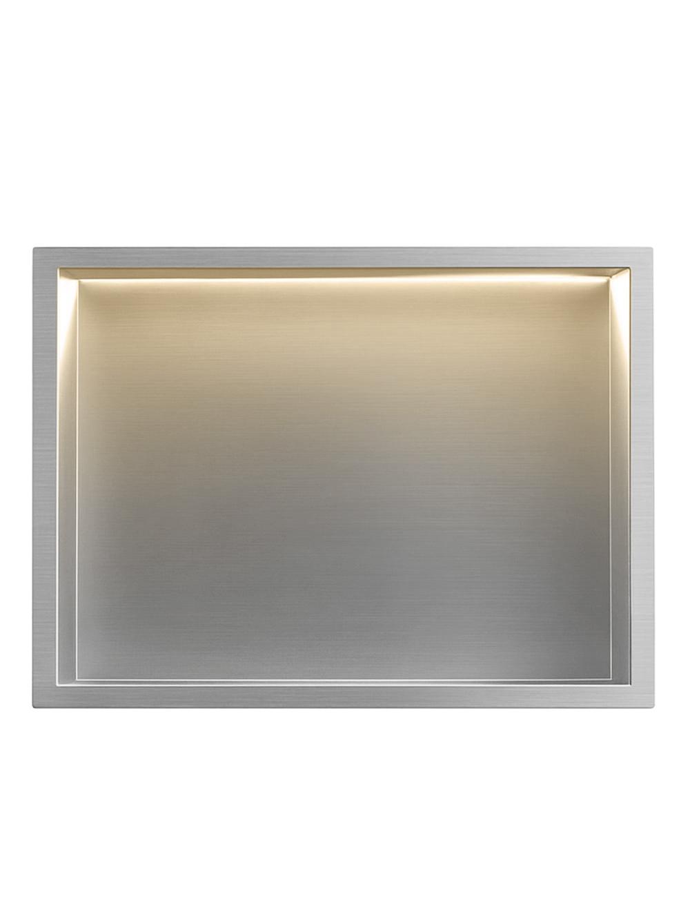 VSTAVANÁ KÚPEĽŇOVÁ POLICA LED 30x45 steel brush