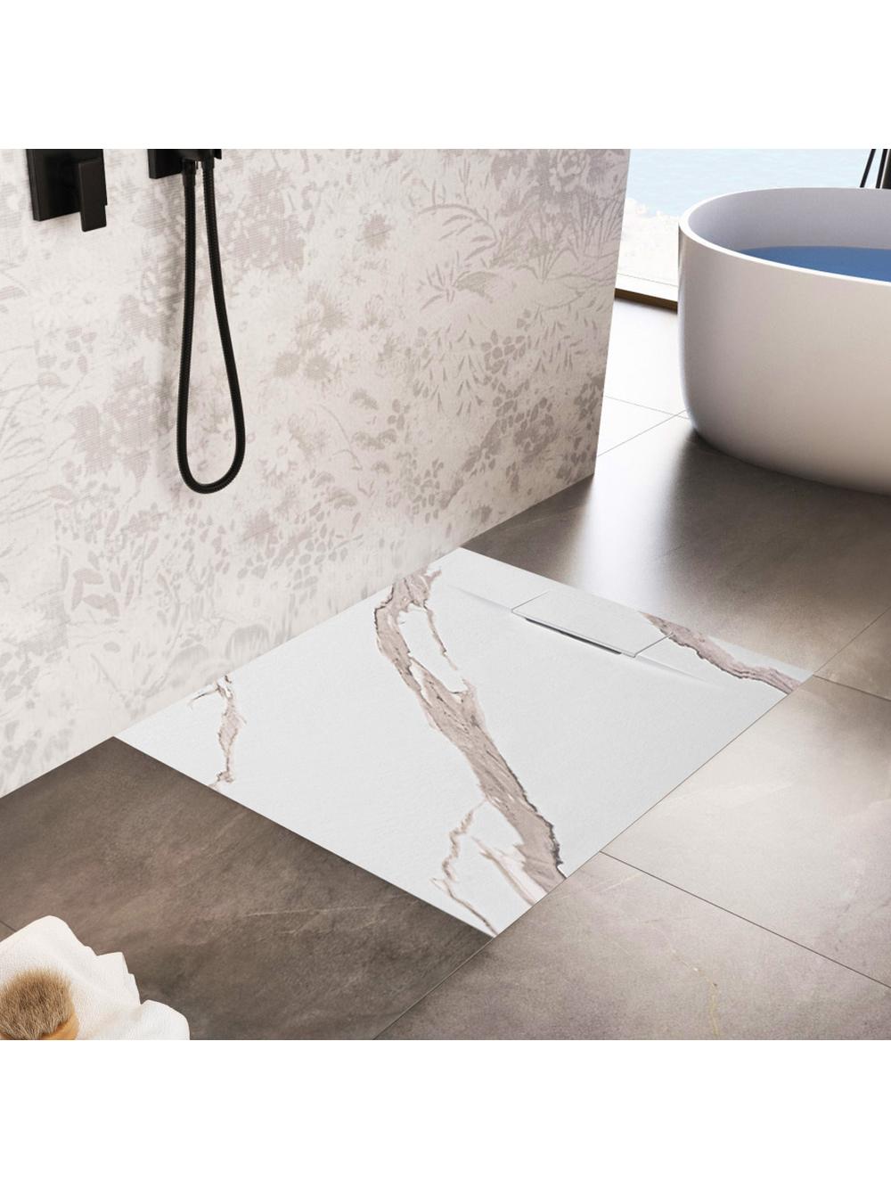 Brodzik prysznicowy Bazalt CARRARA WHITE 90x90