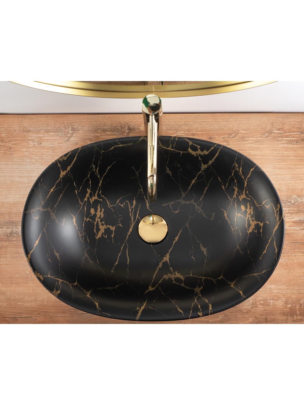 Umywalka nablatowa Rea Roma Black Marble Matt