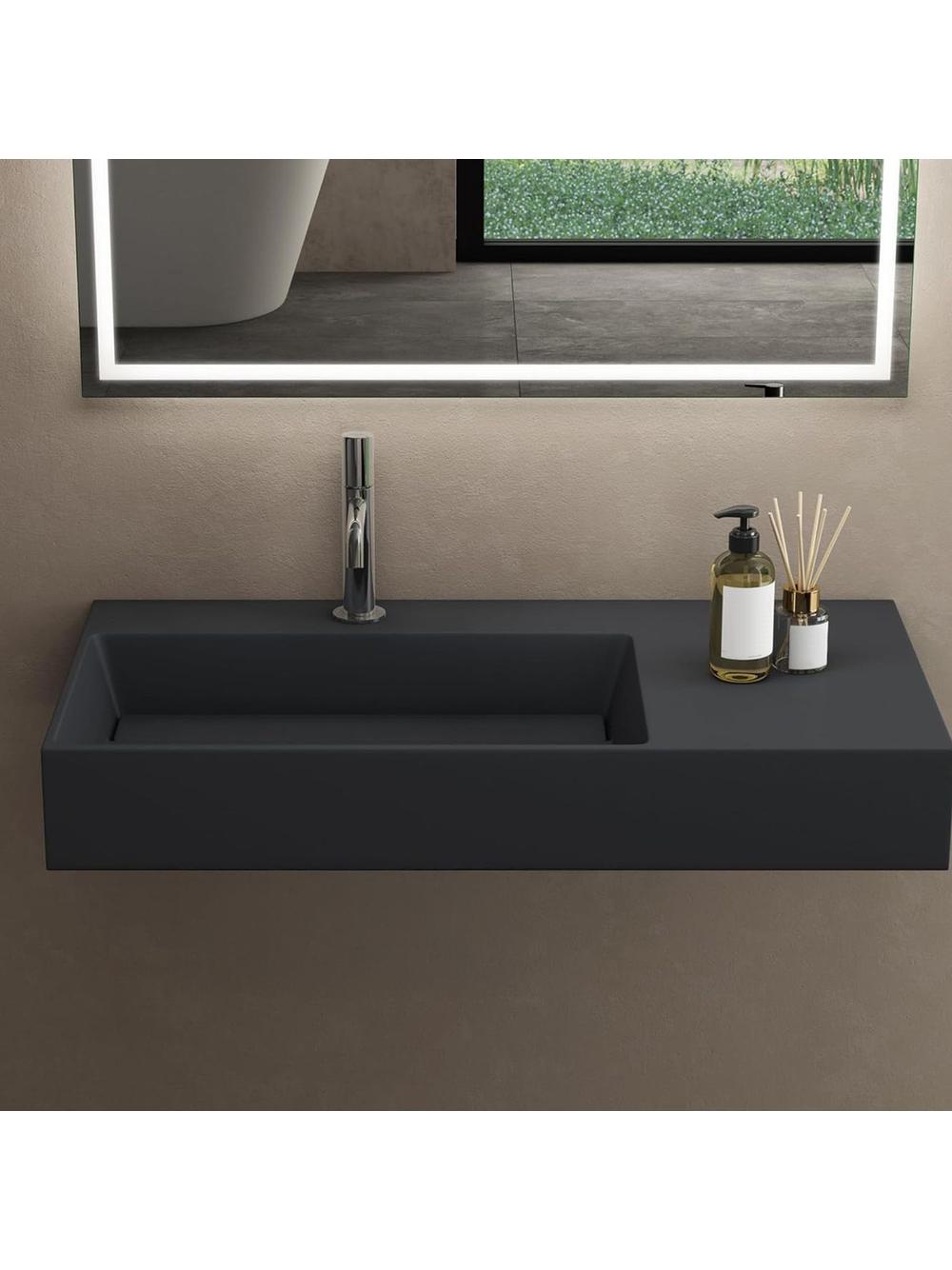 Umývadlo REA Archi 75 CM Grey MATT na dosku - konglomerát