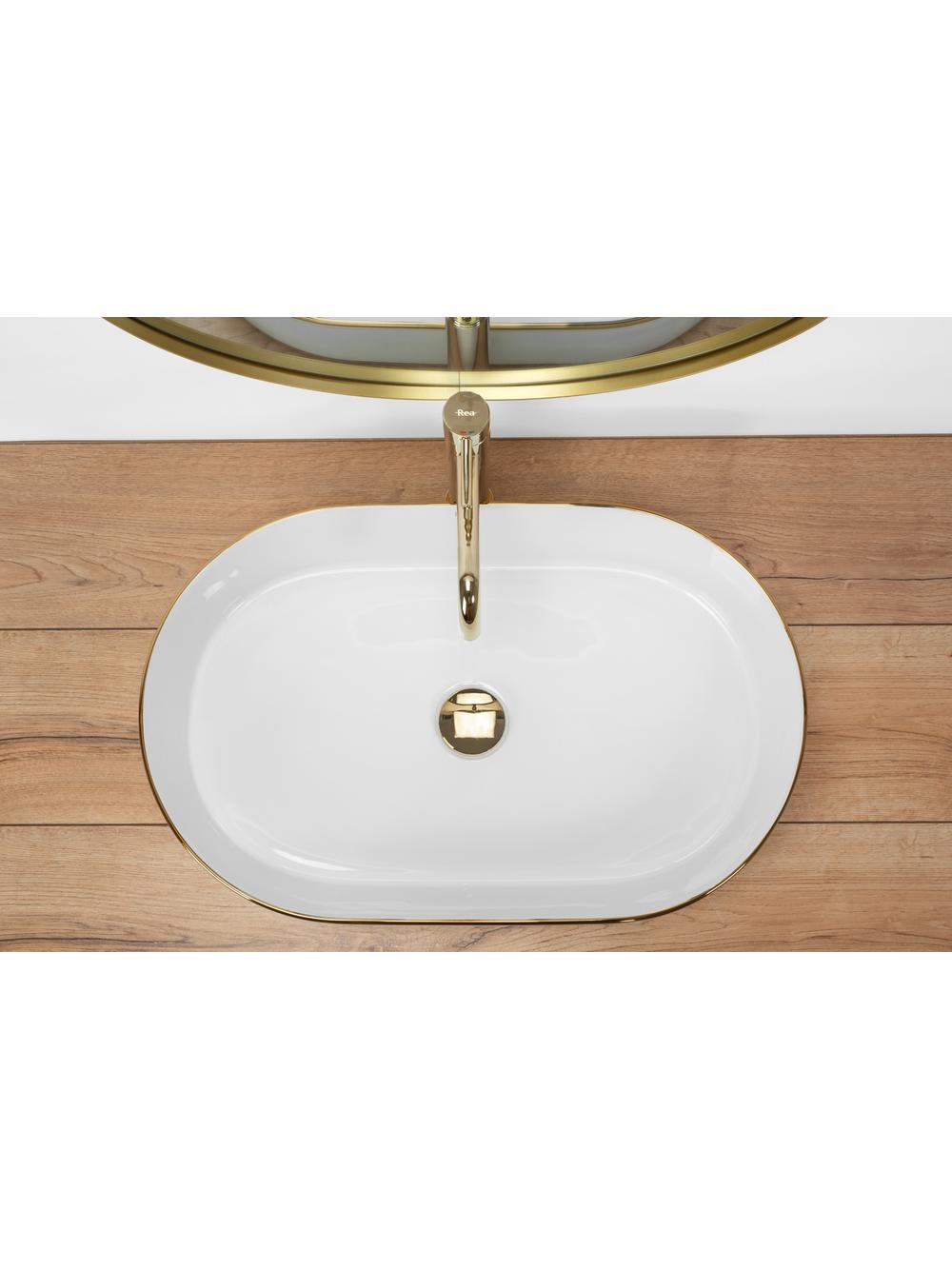 Νιπτήρας πάγκου Rea Nadia White Gold Edge 61 x 38.5 x 12 cm