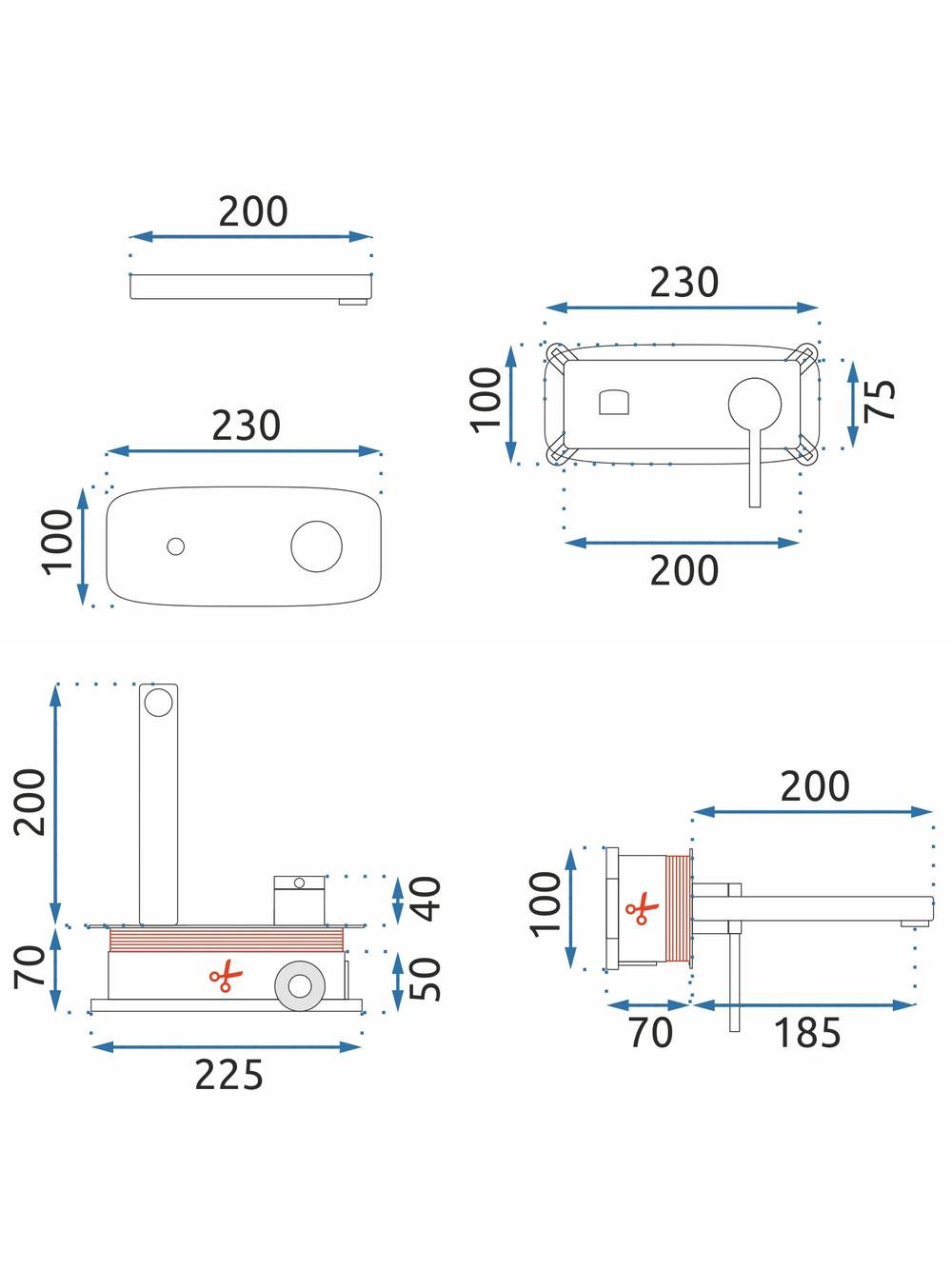 Bateria umywalkowa Podtynkowa REA OVAL Złota + BOX
