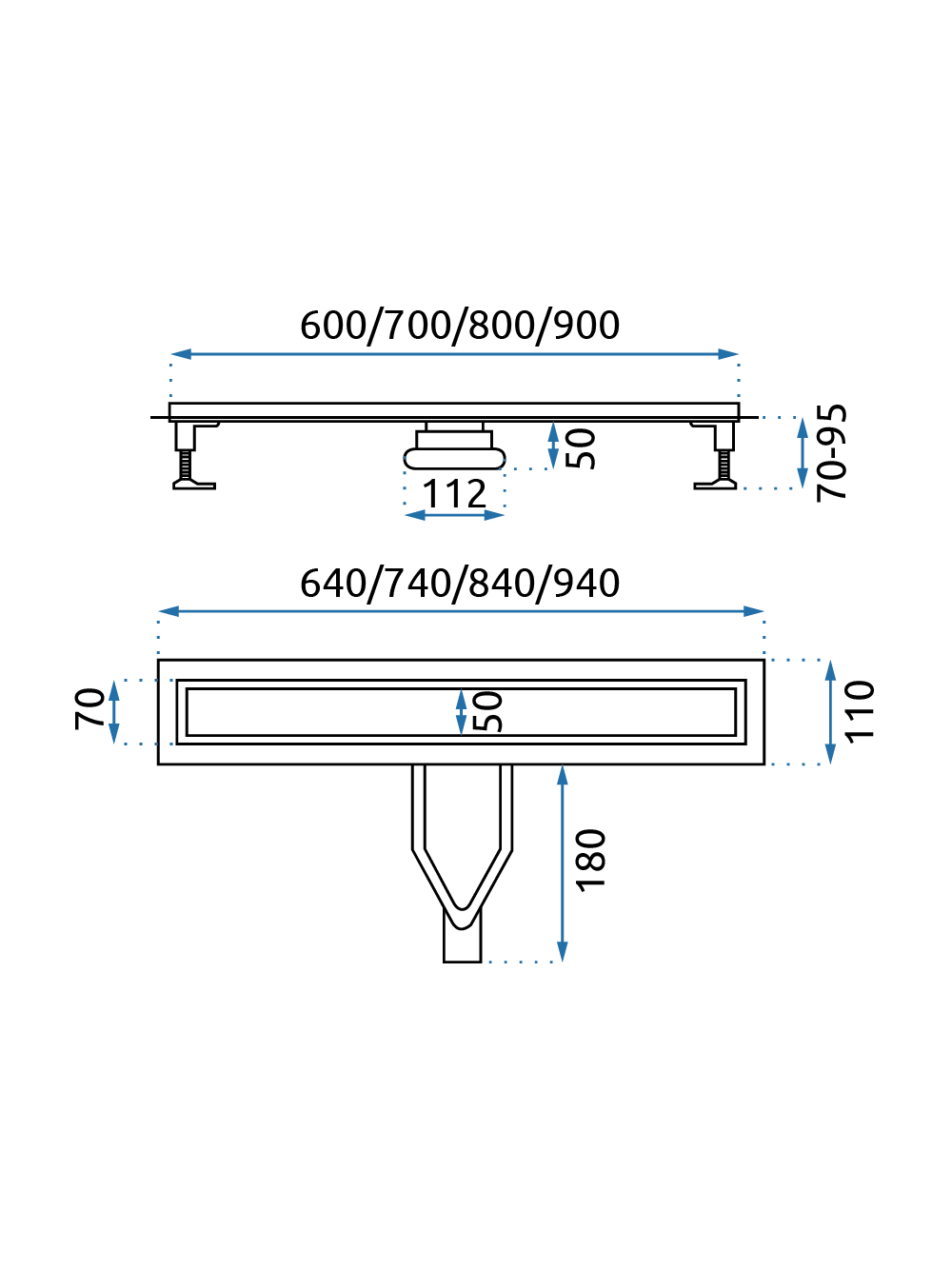 Odpływ Liniowy REA Neox Superflow Czarny 70
