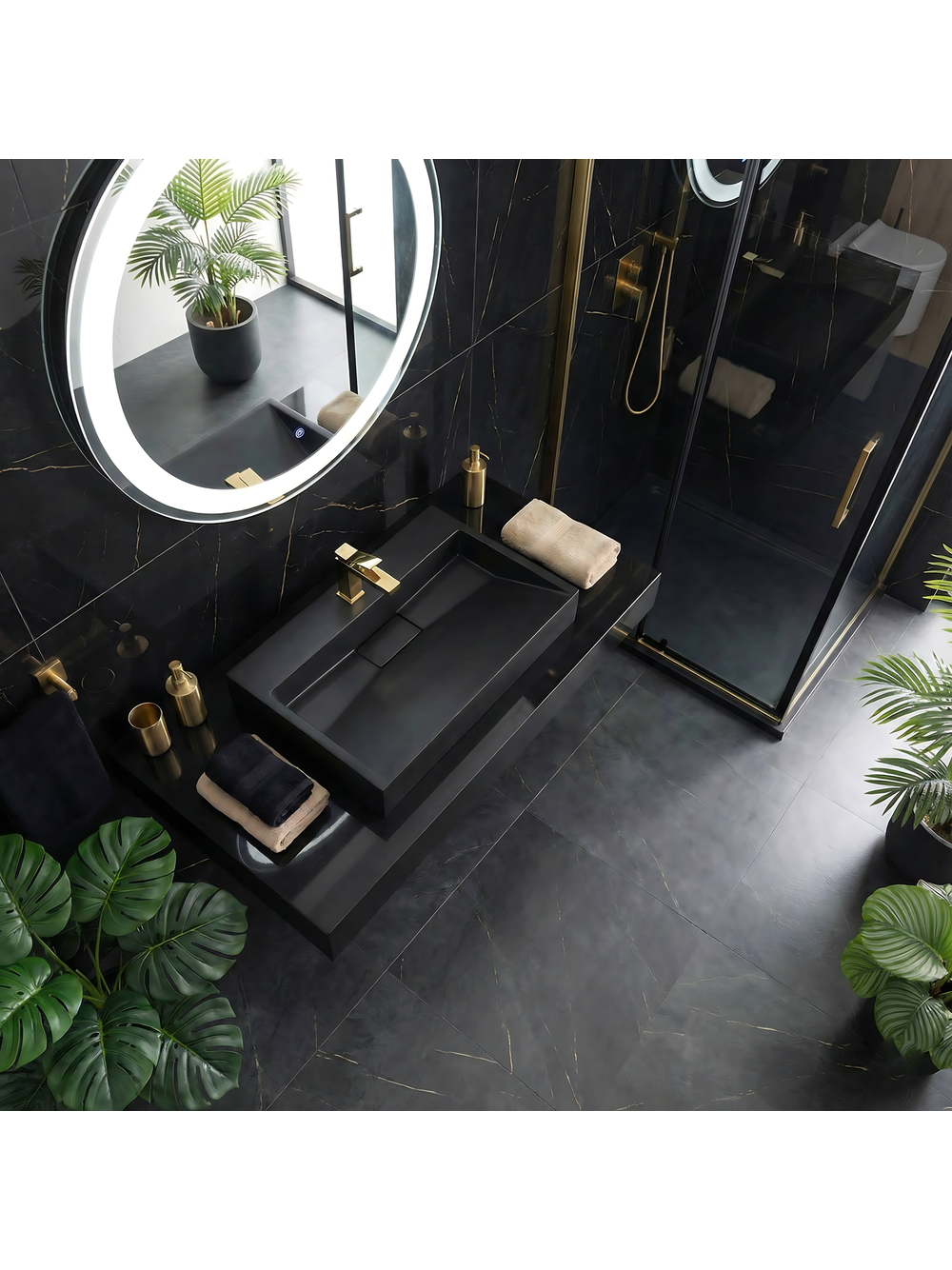 CONGLOMERATE WASHBASIN GOYA BLACK MAT 70CM