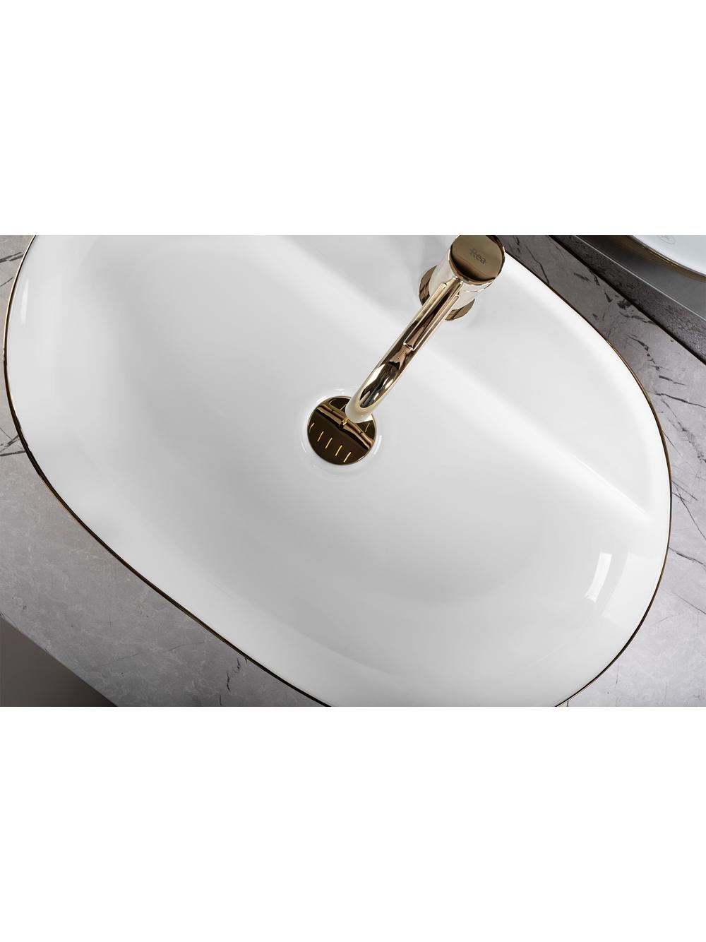 Umywalka nablatowa Rea Aura 61 White Gold Brush