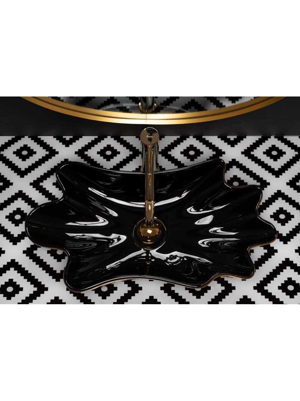 Umywalka REA Sea Infinity Gold/Black + Korek