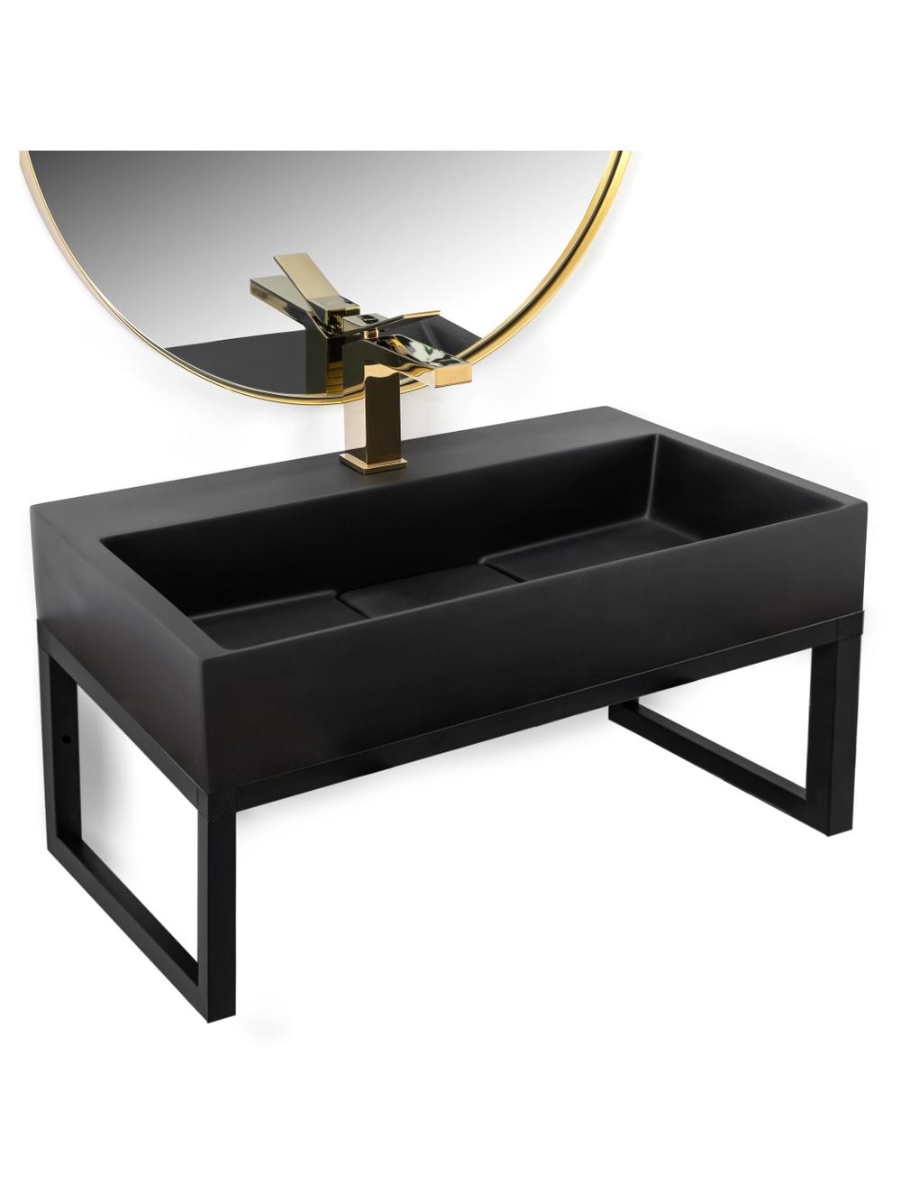 UMYWALKA KONGLOMERATOWA NABLATOWA GOYA BLACK MAT 60CM + STELAŻ