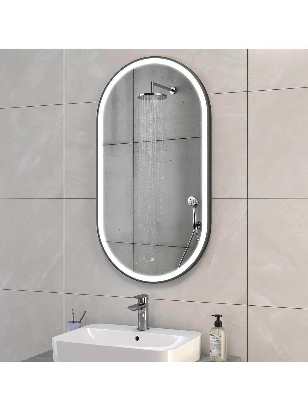 LUSTRO ŚCIENNE LED OVL 50x100cm Czarne