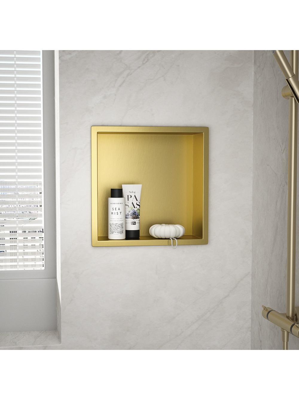 bathroom shelf 30x30 gold brush